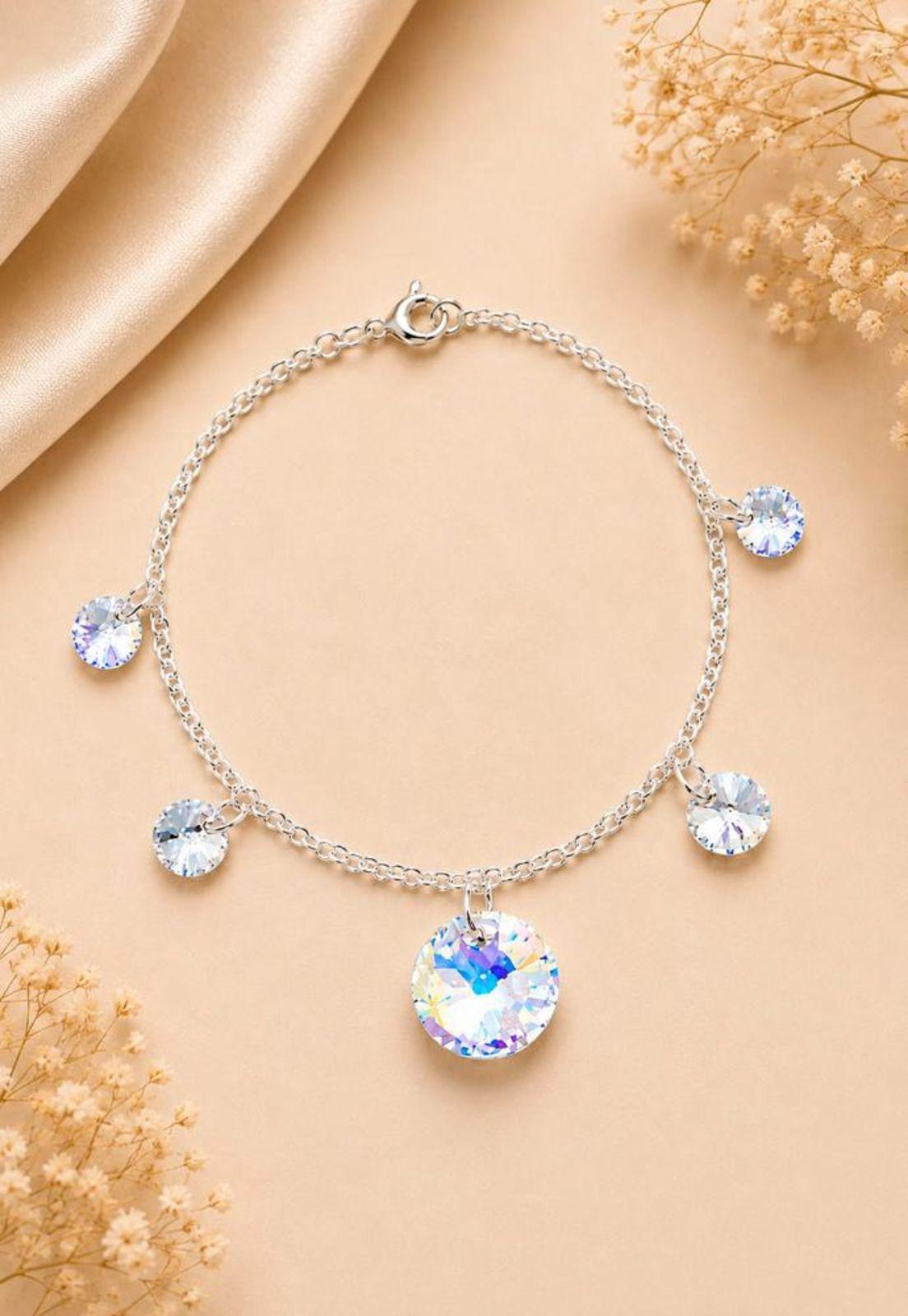 Pulsera Nepal Plata 925 Cristal Swarovski® Aurora Boreal-7