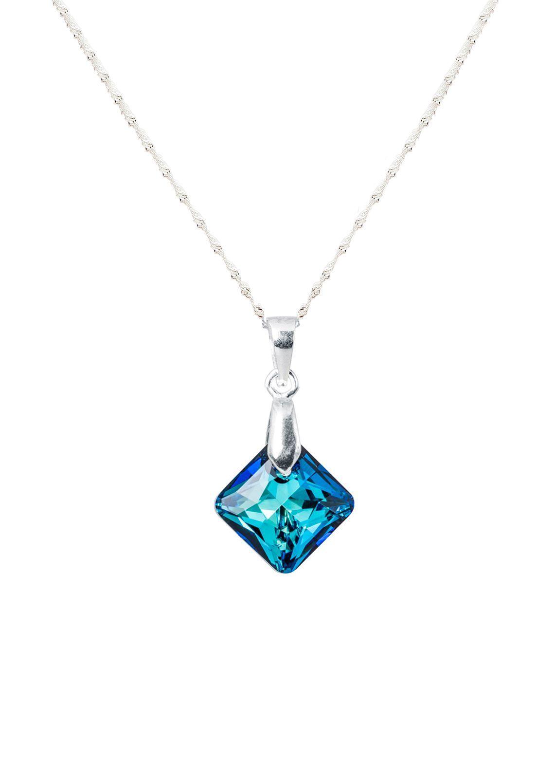 Collar Cristina Plata 925 Cristal Genuino Bermuda Blue-0