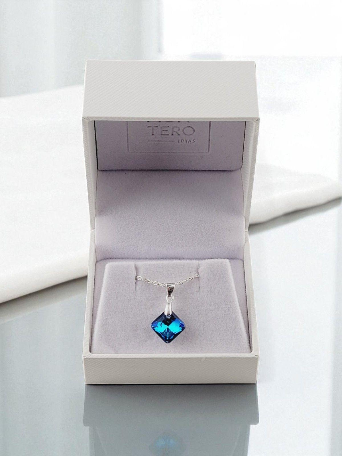 Collar Cristina Plata 925 Cristal Genuino Bermuda Blue-3