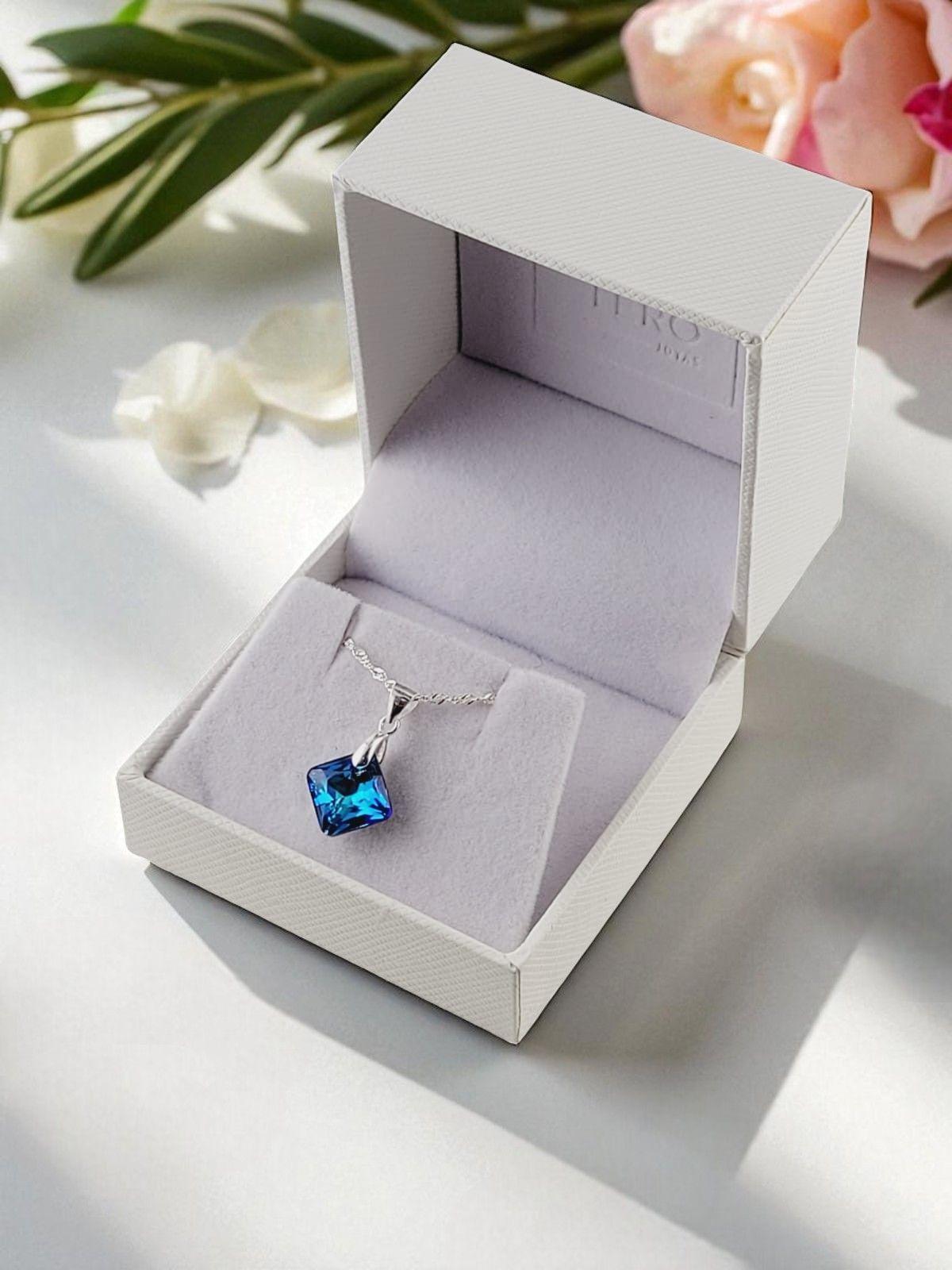 Collar Cristina Plata 925 Cristal Genuino Bermuda Blue-4