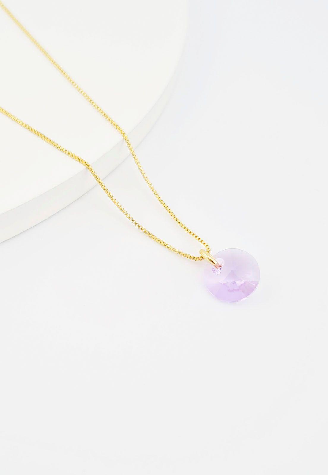 Collar Punto de Luz Gold Cristales Genuinos Violeta-2