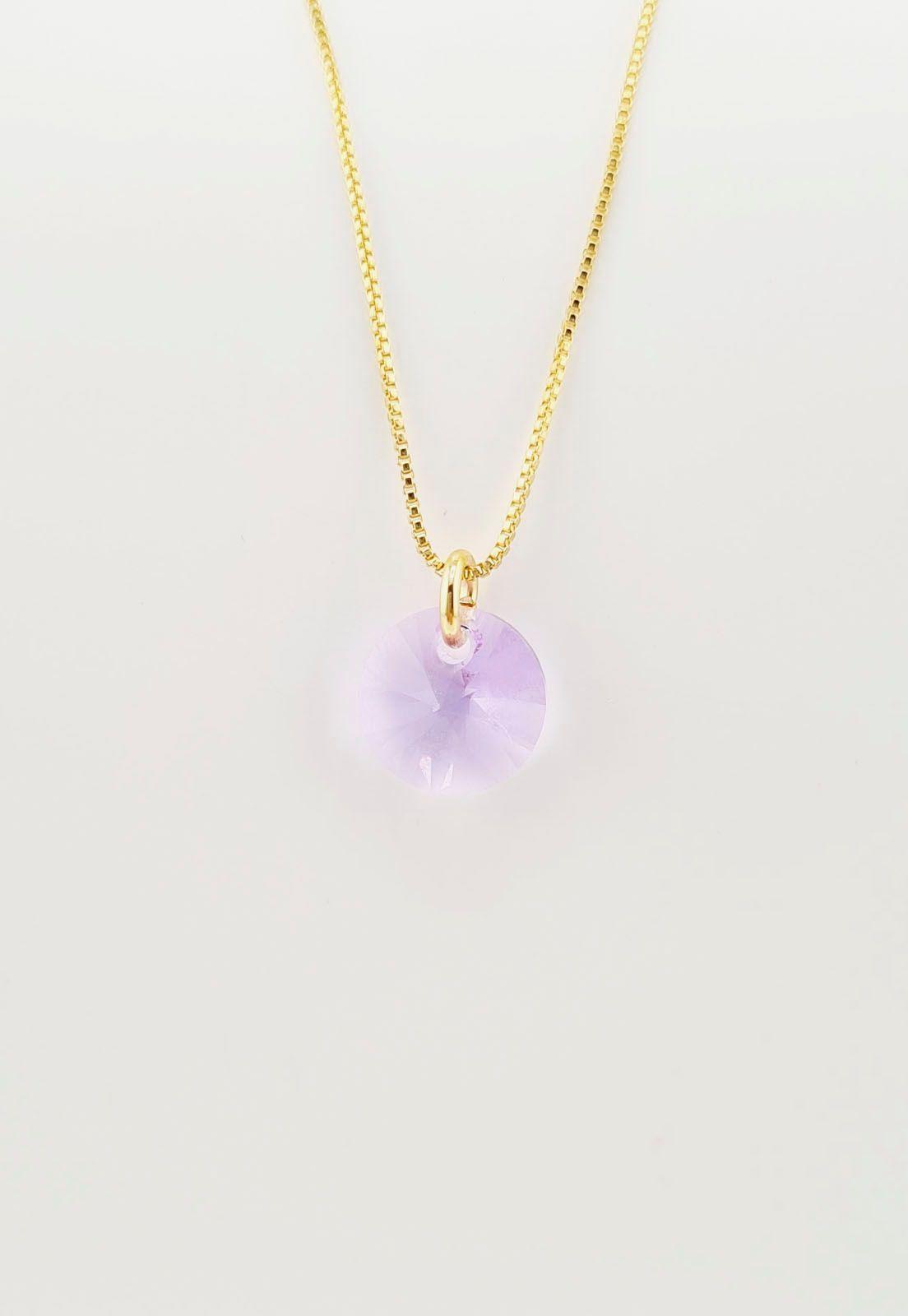 Collar Punto de Luz Gold Cristales Genuinos Violeta-3