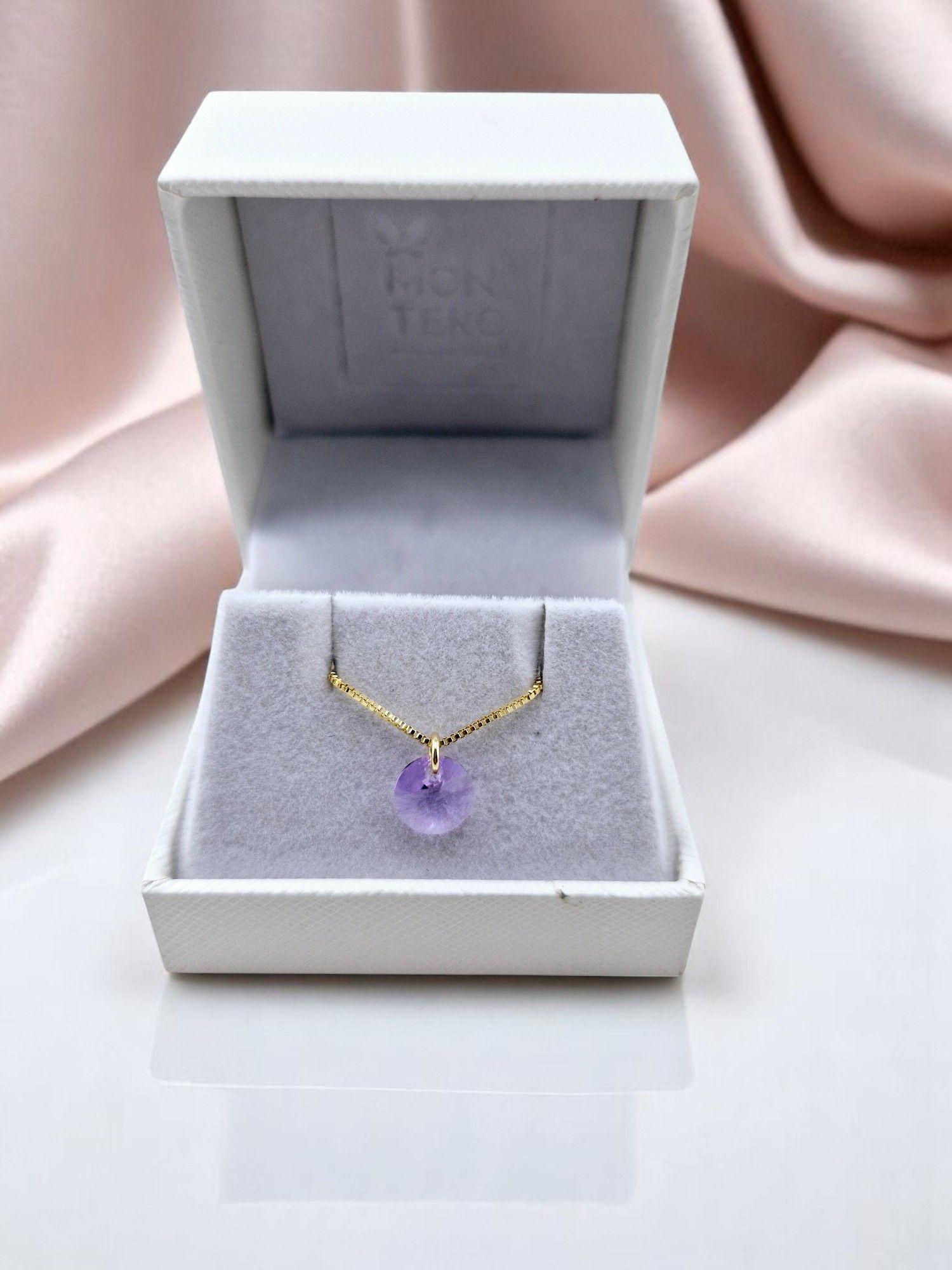 Collar Punto de Luz Gold Cristales Genuinos Violeta-2