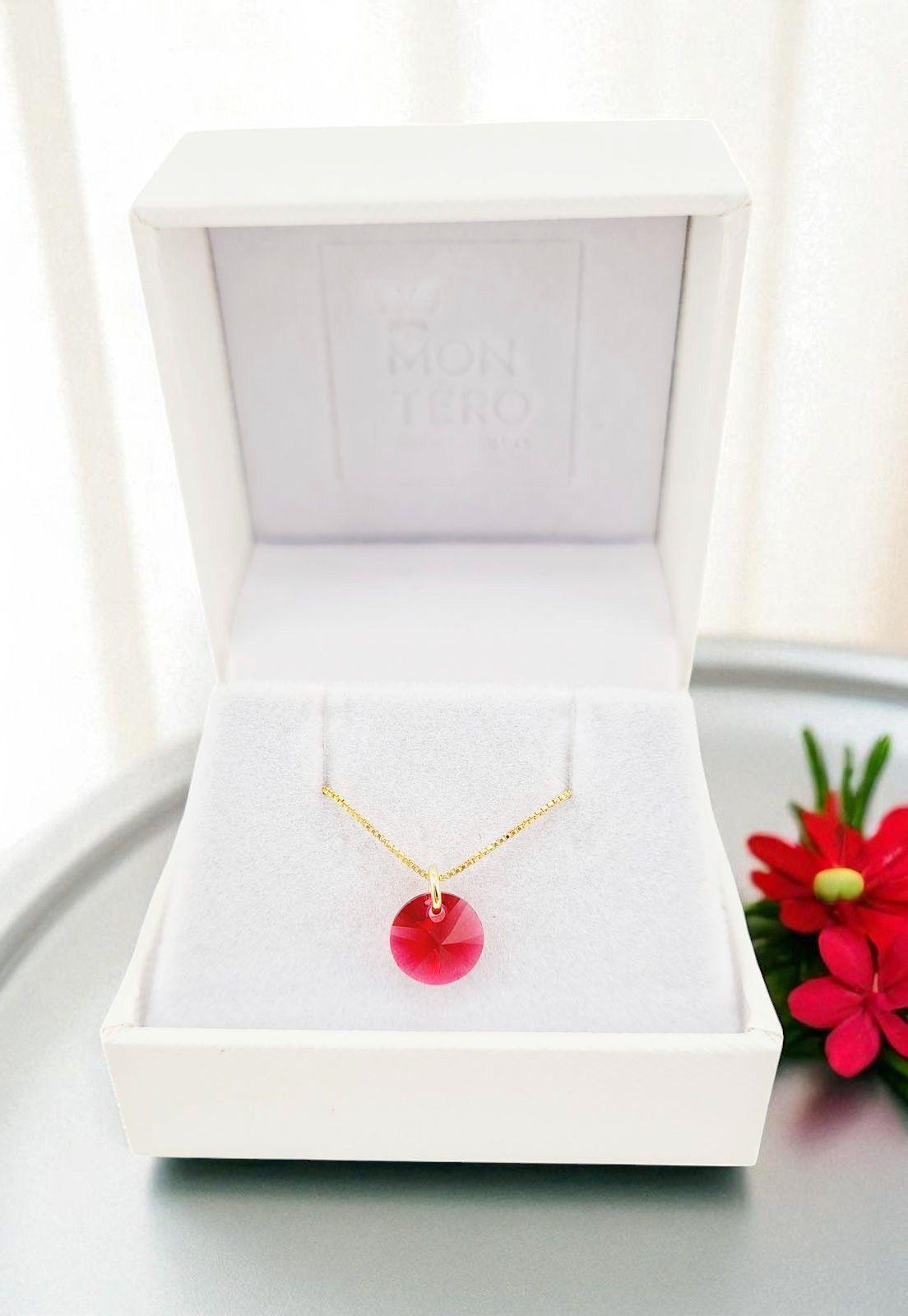 Collar Punto de Luz Gold Cristales Genuinos Scarlet -2
