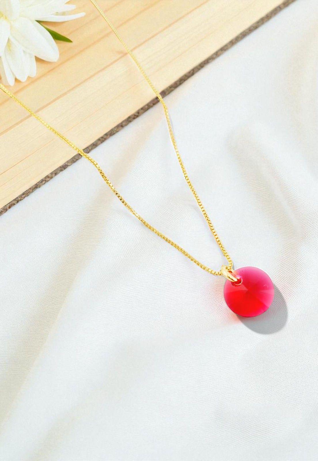 Collar Punto de Luz Gold Cristales Genuinos Scarlet -3