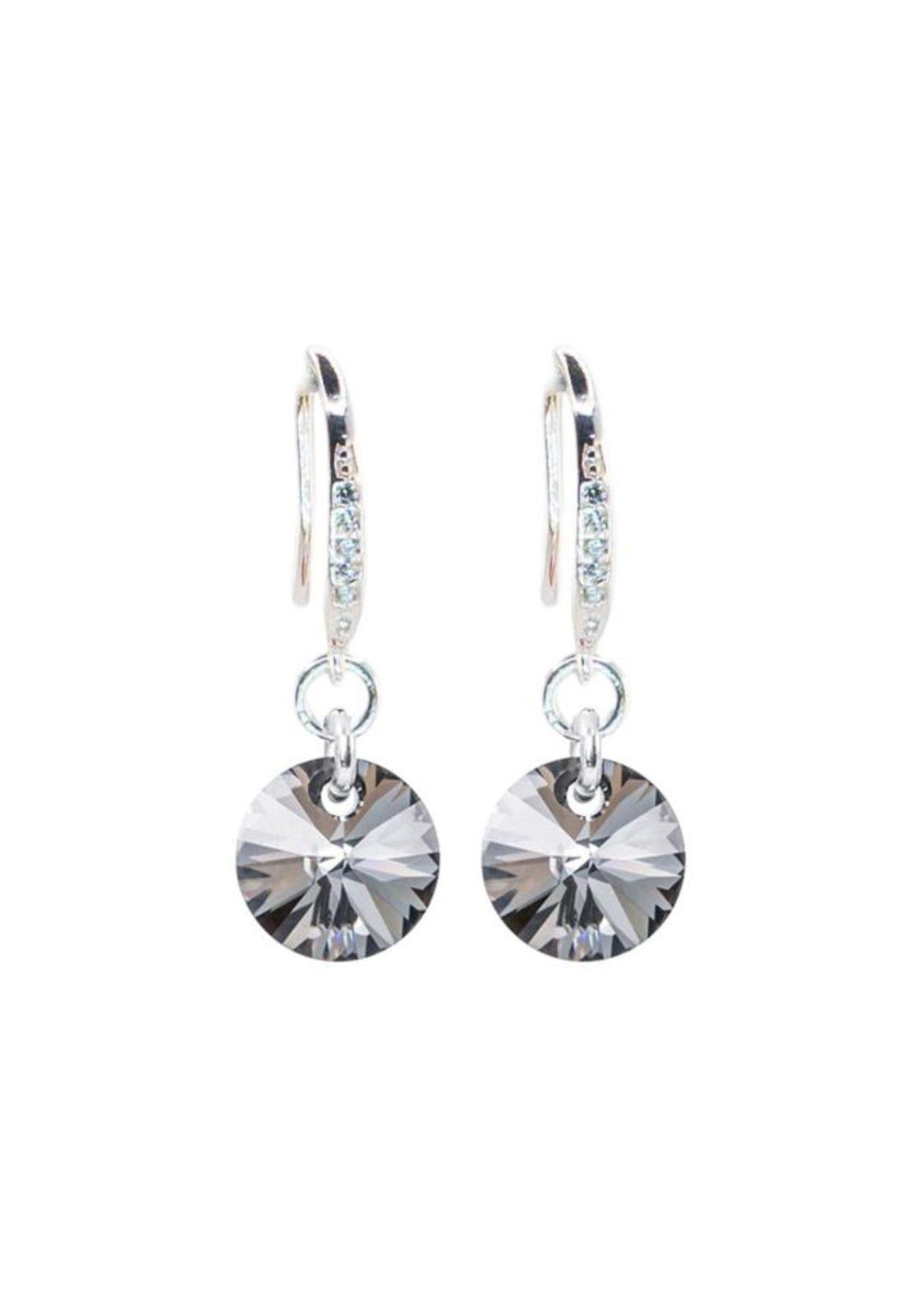 Aros Sofia Baño Oro Blanco Cristal Swarovski® Silver Night-0