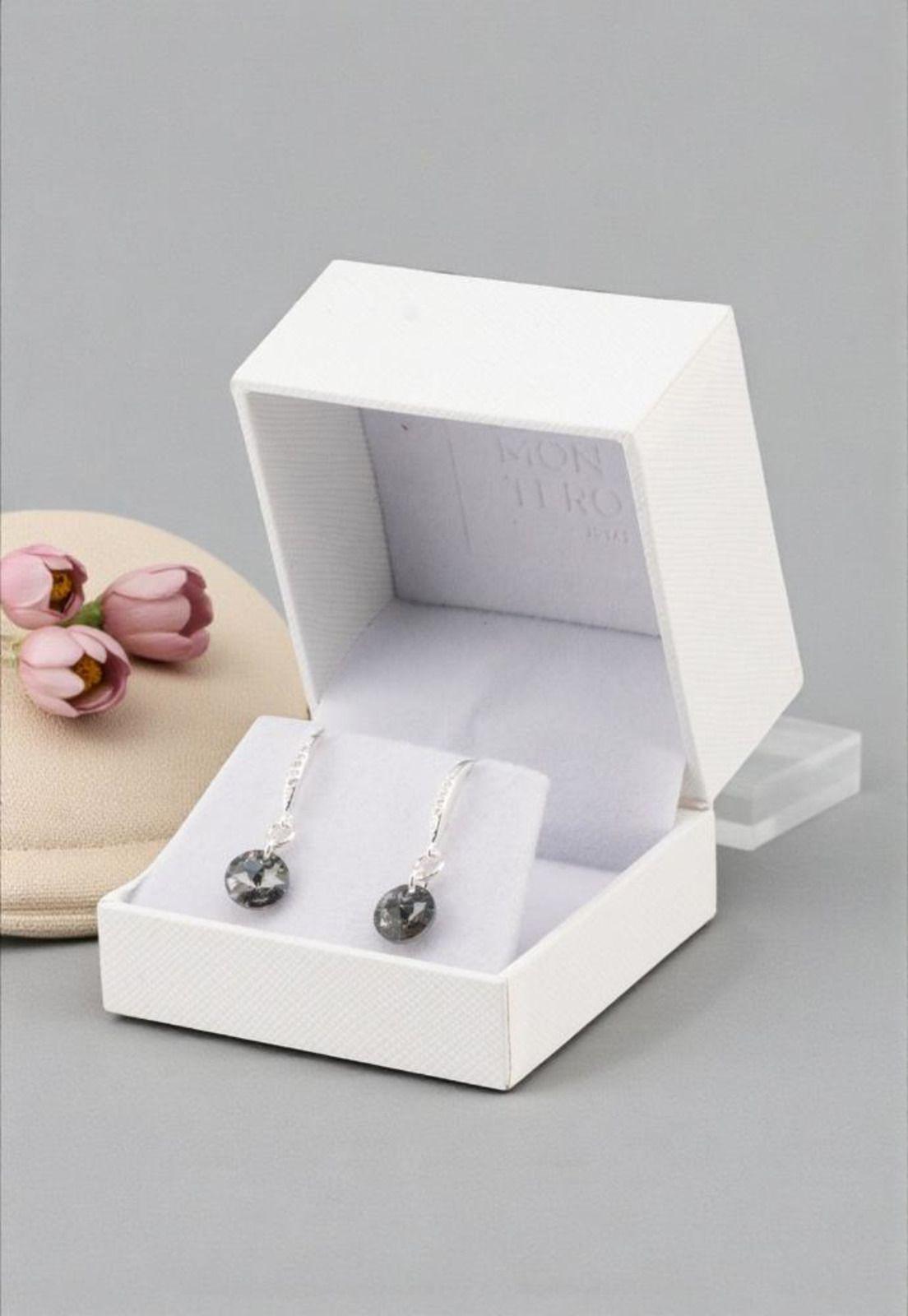 Aros Sofia Baño Oro Blanco Cristal Swarovski® Silver Night-4