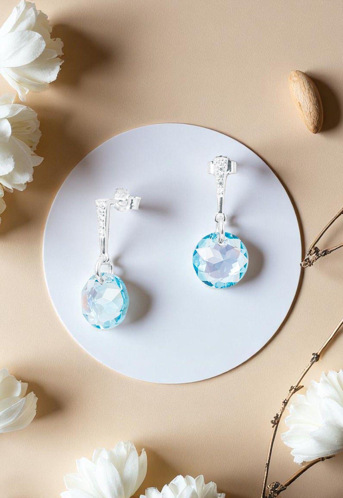 Aros Gracia Cristales Genuinos Aquamarine-2