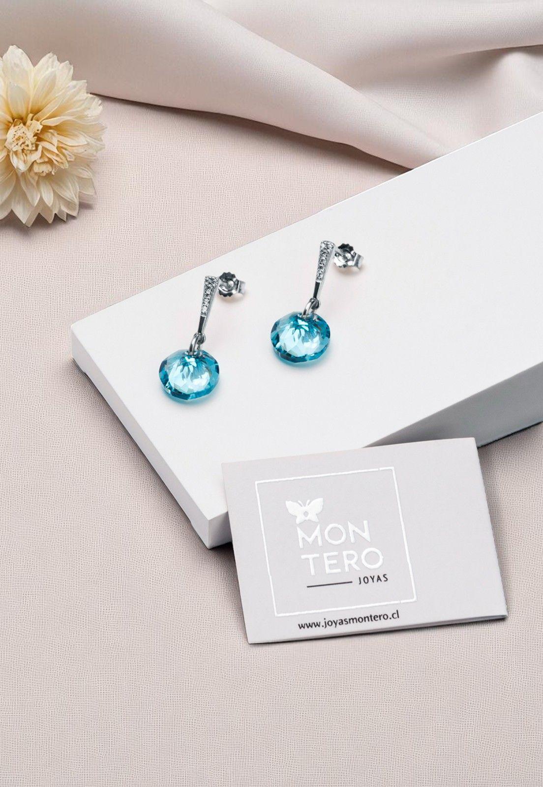 Aros Gracia Cristales Genuinos Aquamarine-3