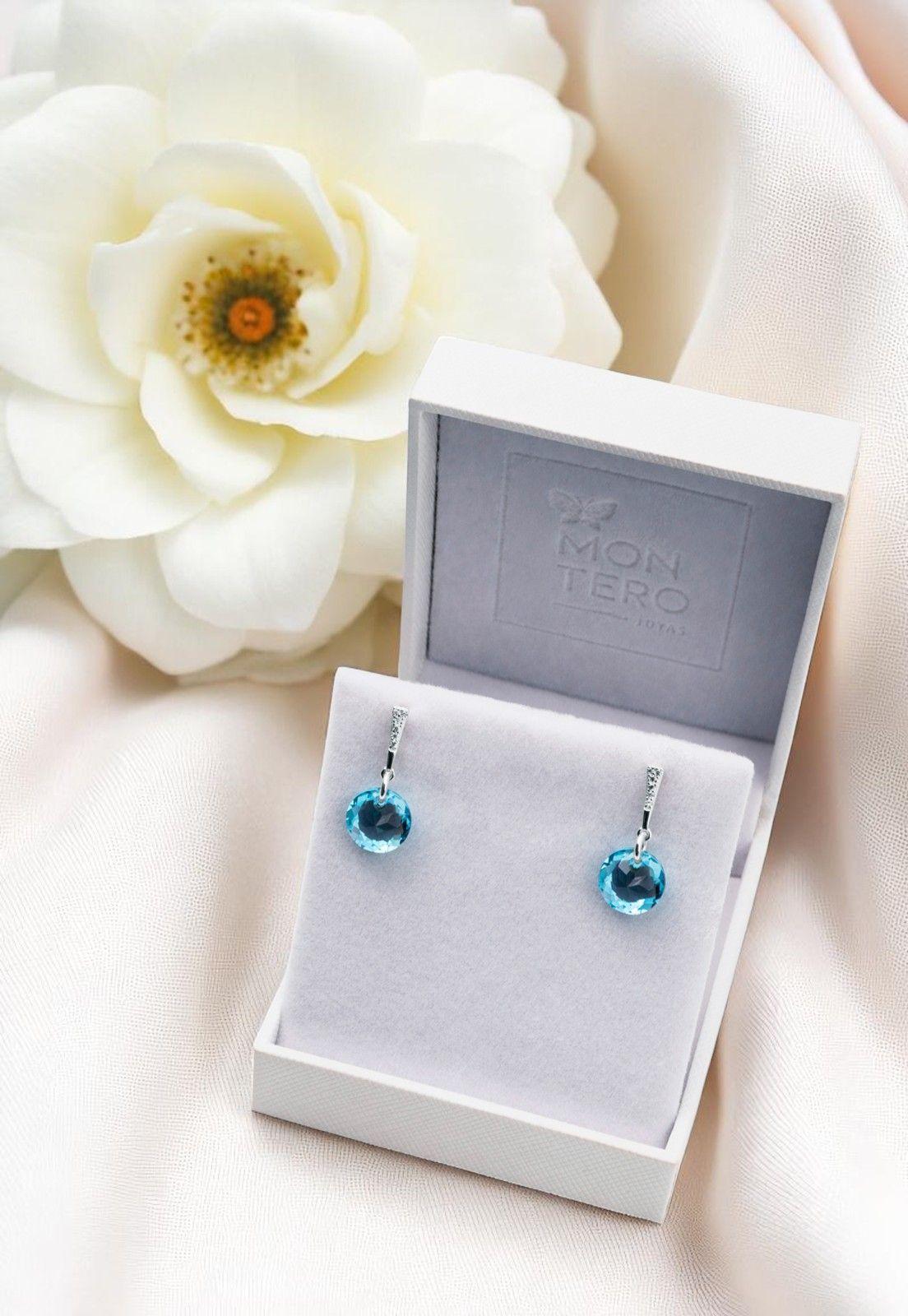 Aros Gracia Cristales Genuinos Aquamarine-4