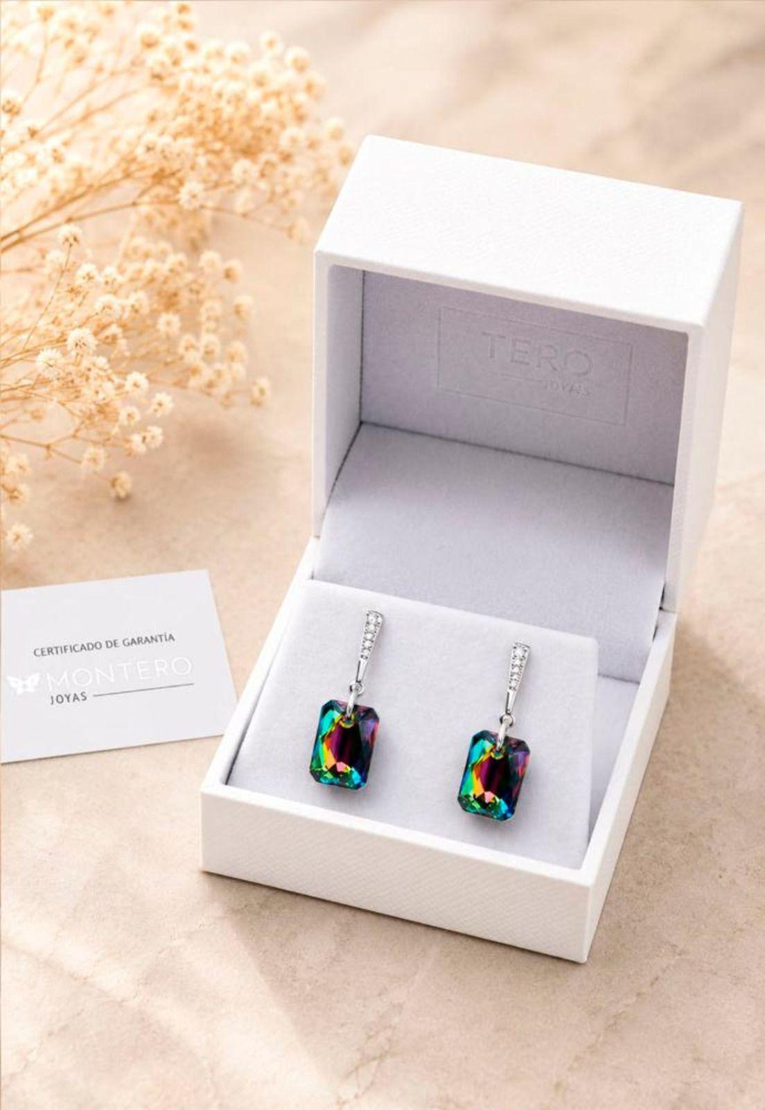 Aros Estefania Plata 925 Cristal Swarovski® Vitral Medium-1