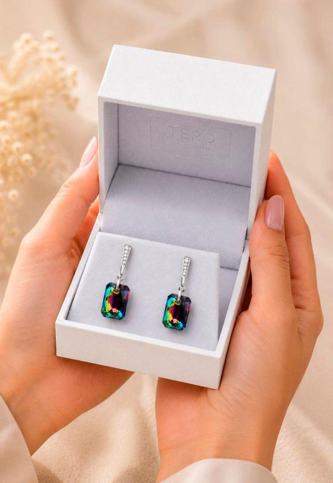 Aros Estefania Plata 925 Cristal Swarovski® Vitral Medium-6