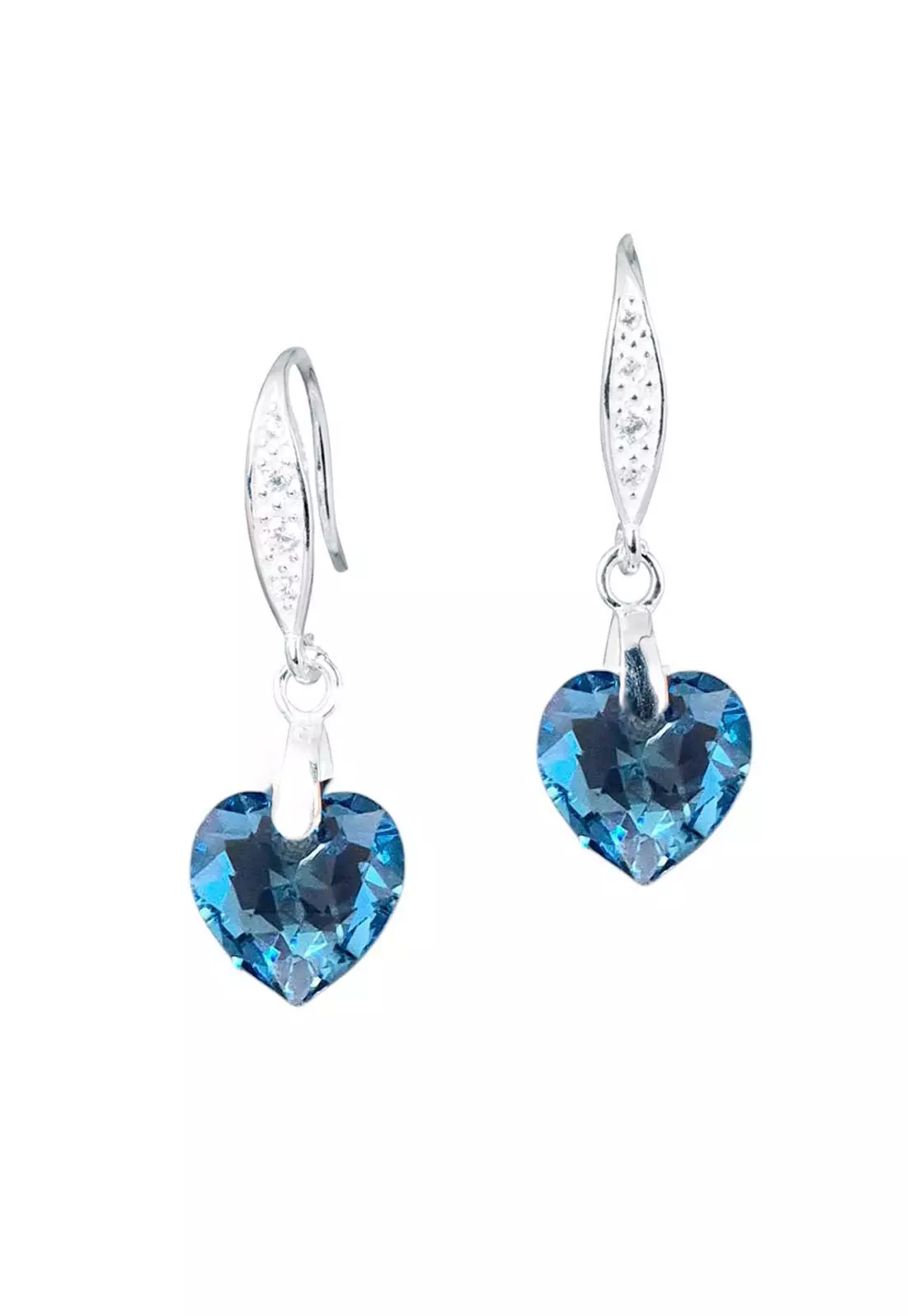 Aros Amor Plata Italiana 925 Cristal Genuino Aquamarine-0