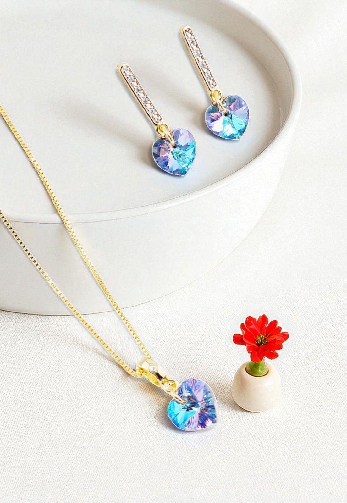 Conjunto Romance Gold 24K Cristal Genuino Vitral Light-5