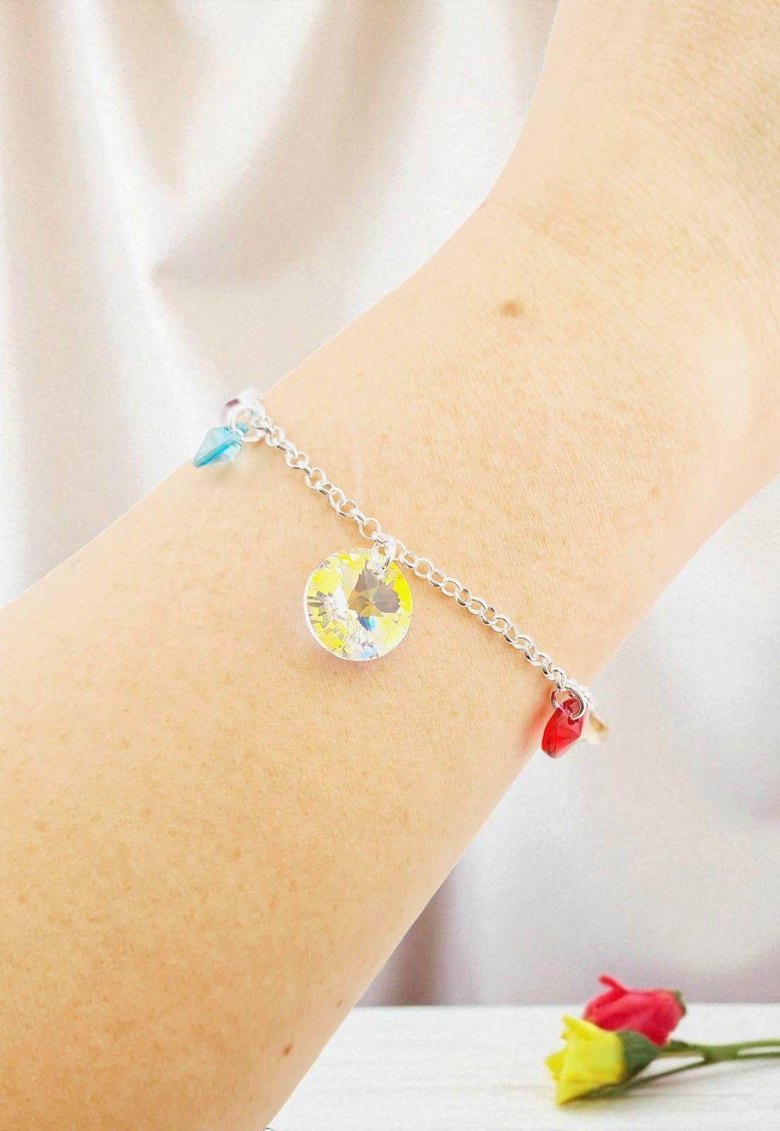 Pulsera Nepal Plata 925 Cristal Genuino Colores-3