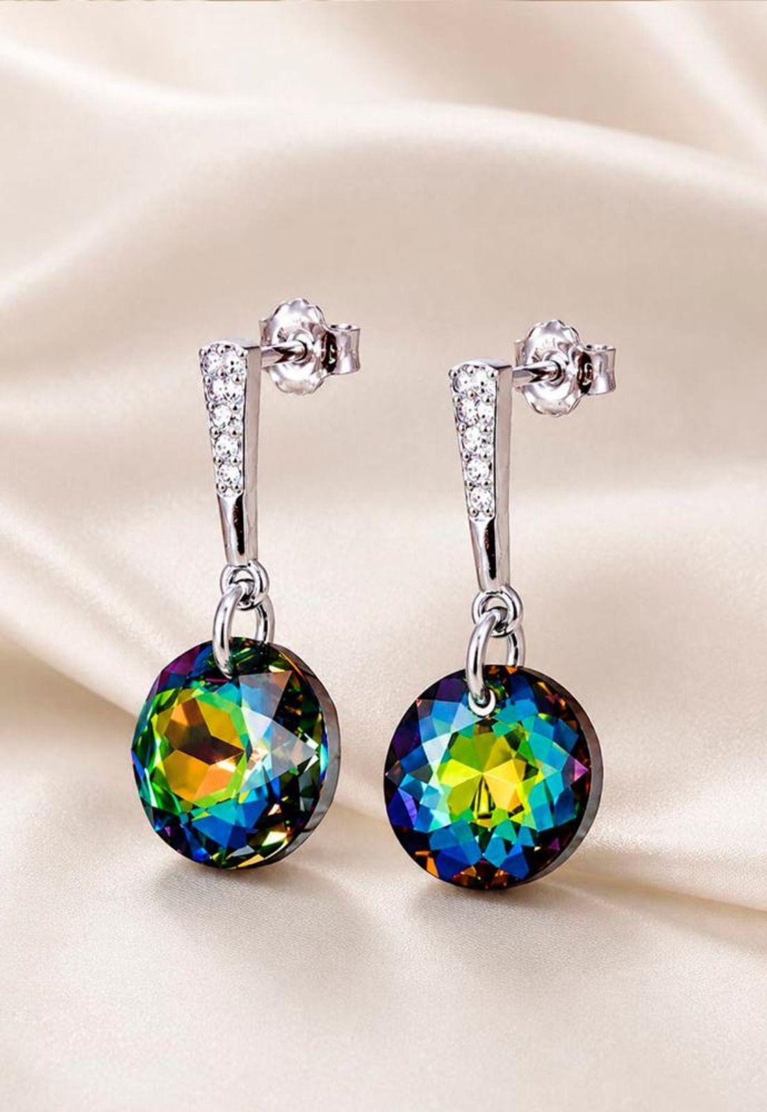 Aros Gracia Plata 925  Cristal Swarovski® Vitral Medium-2