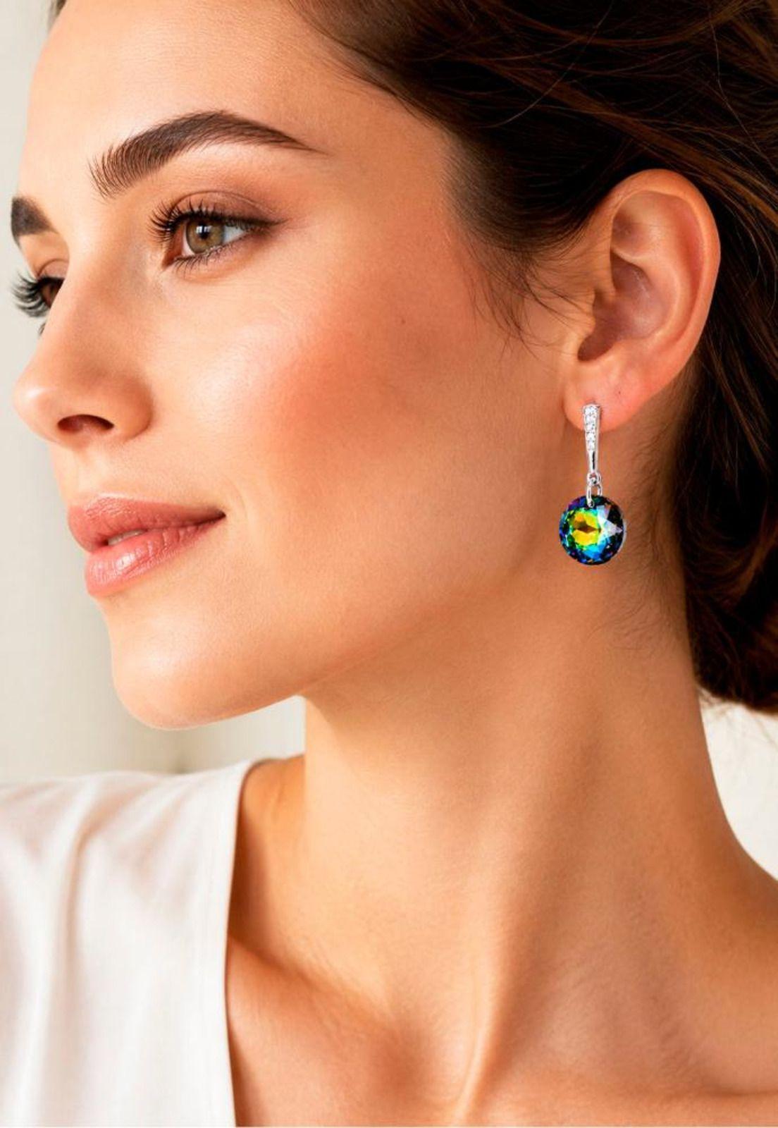 Aros Gracia Plata 925  Cristal Swarovski® Vitral Medium-3