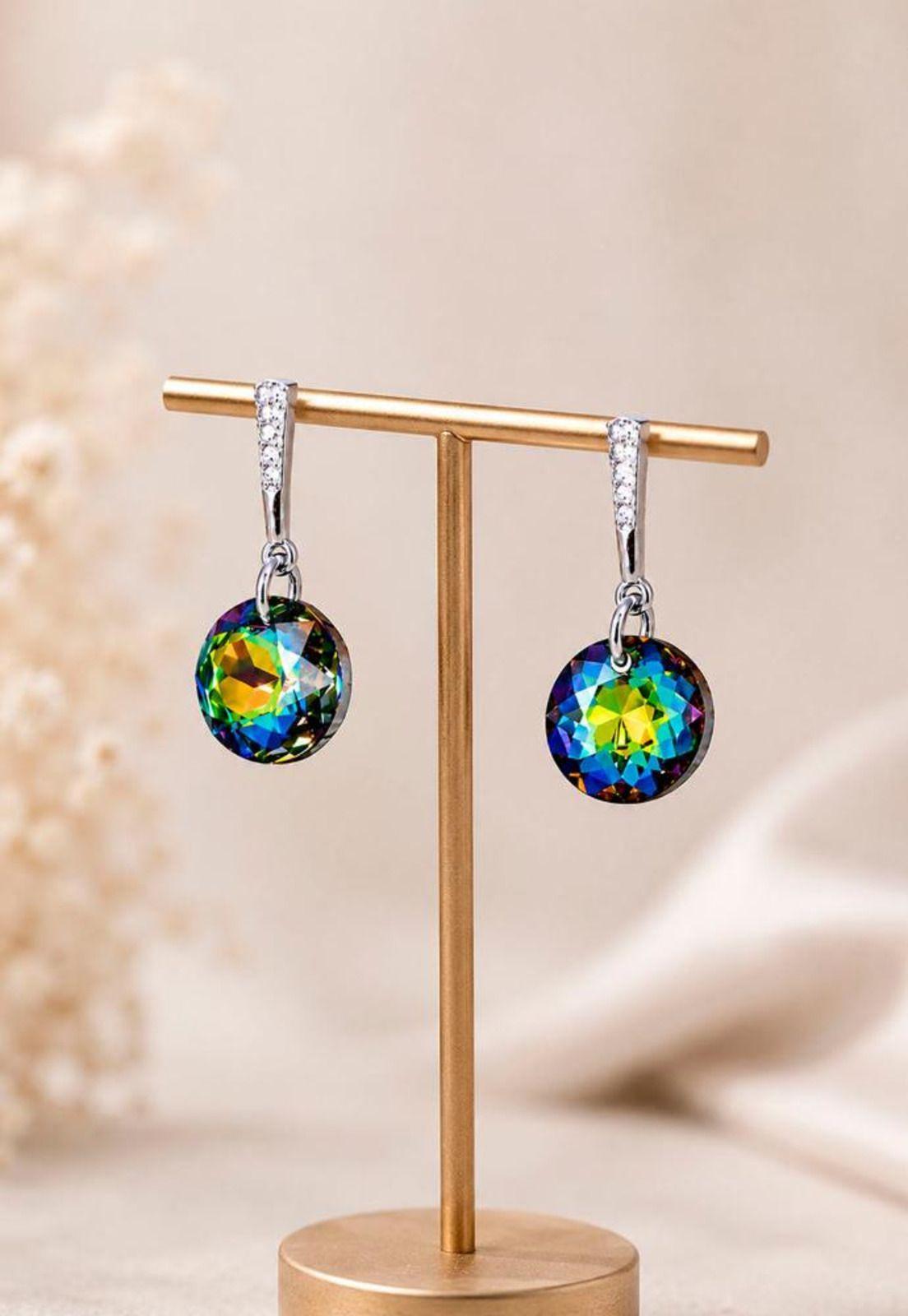 Aros Gracia Plata 925  Cristal Swarovski® Vitral Medium-6