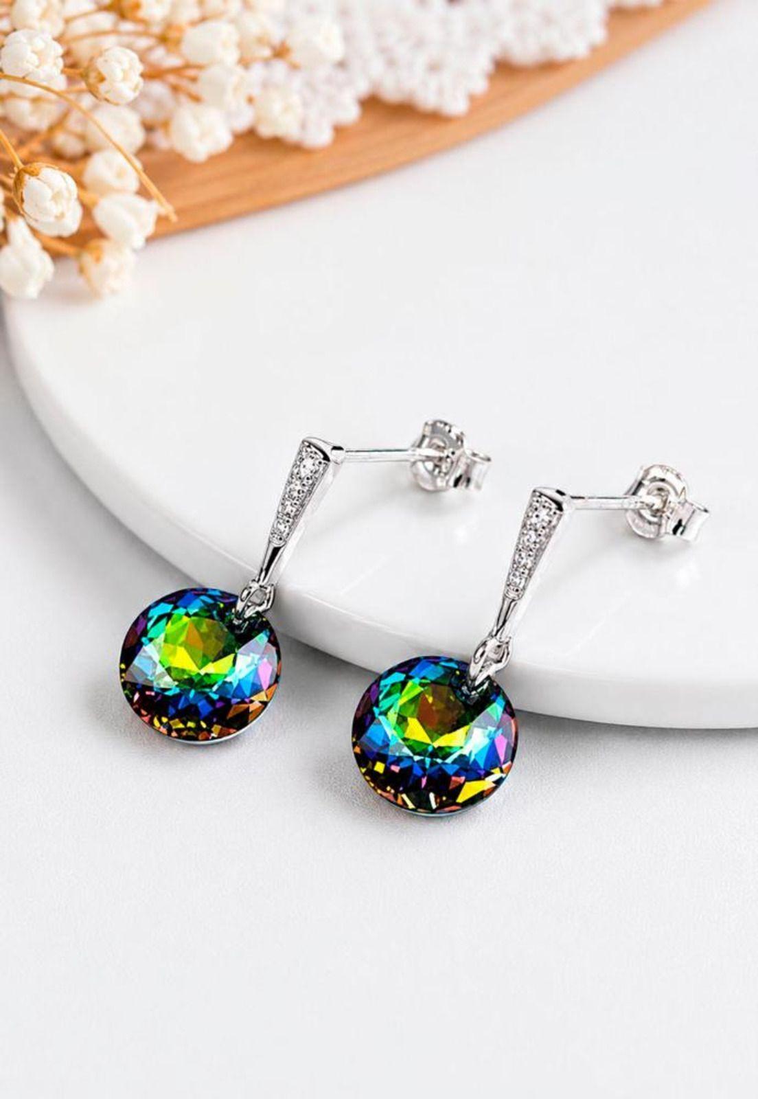 Aros Gracia Plata 925  Cristal Swarovski® Vitral Medium-7