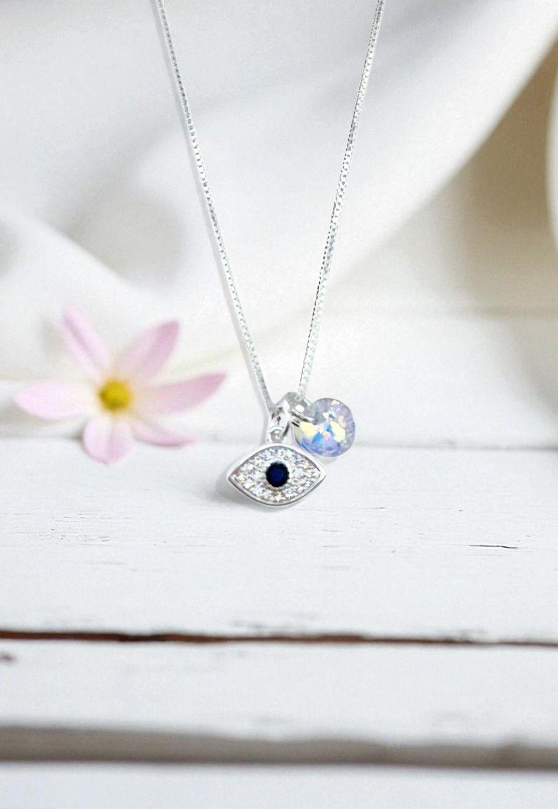 Collar Ojo Turco Plata 925 y Cristal Genuino-2