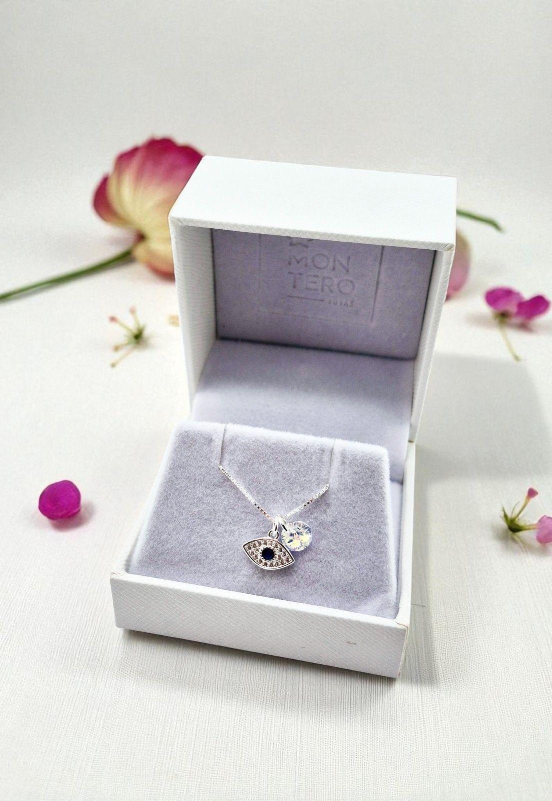 Collar Ojo Turco Plata 925 y Cristal Genuino-3