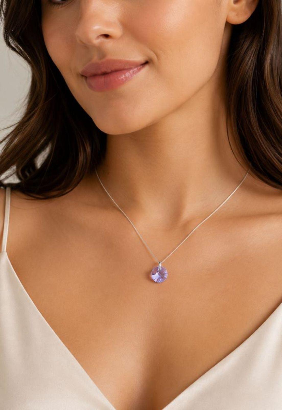 Collar Punto de Luz Plata 925 Cristal Swarovski® Violet-5