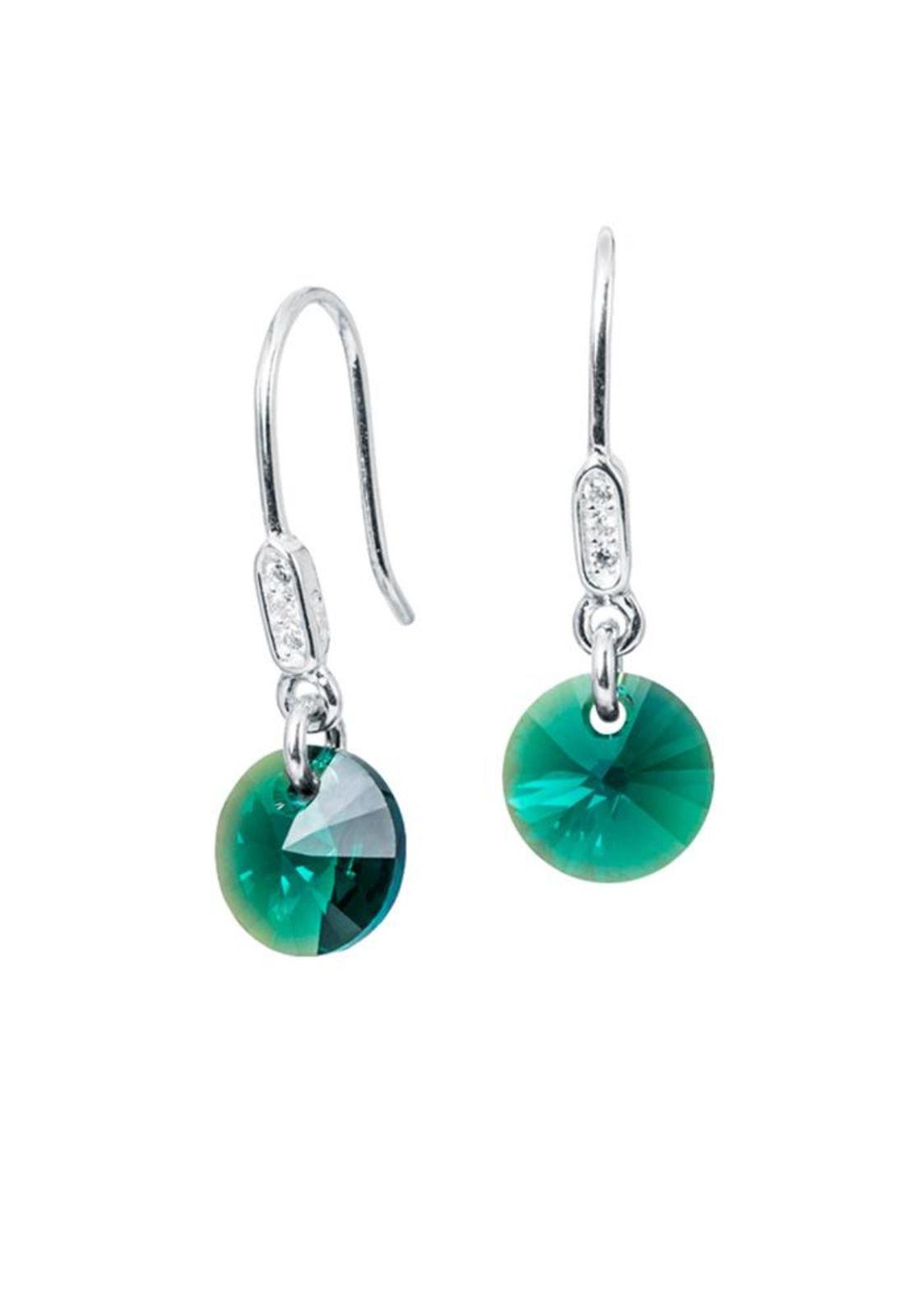 Aros Punto de Luz Plata 925 Cristal Swarovski® Emerald-0