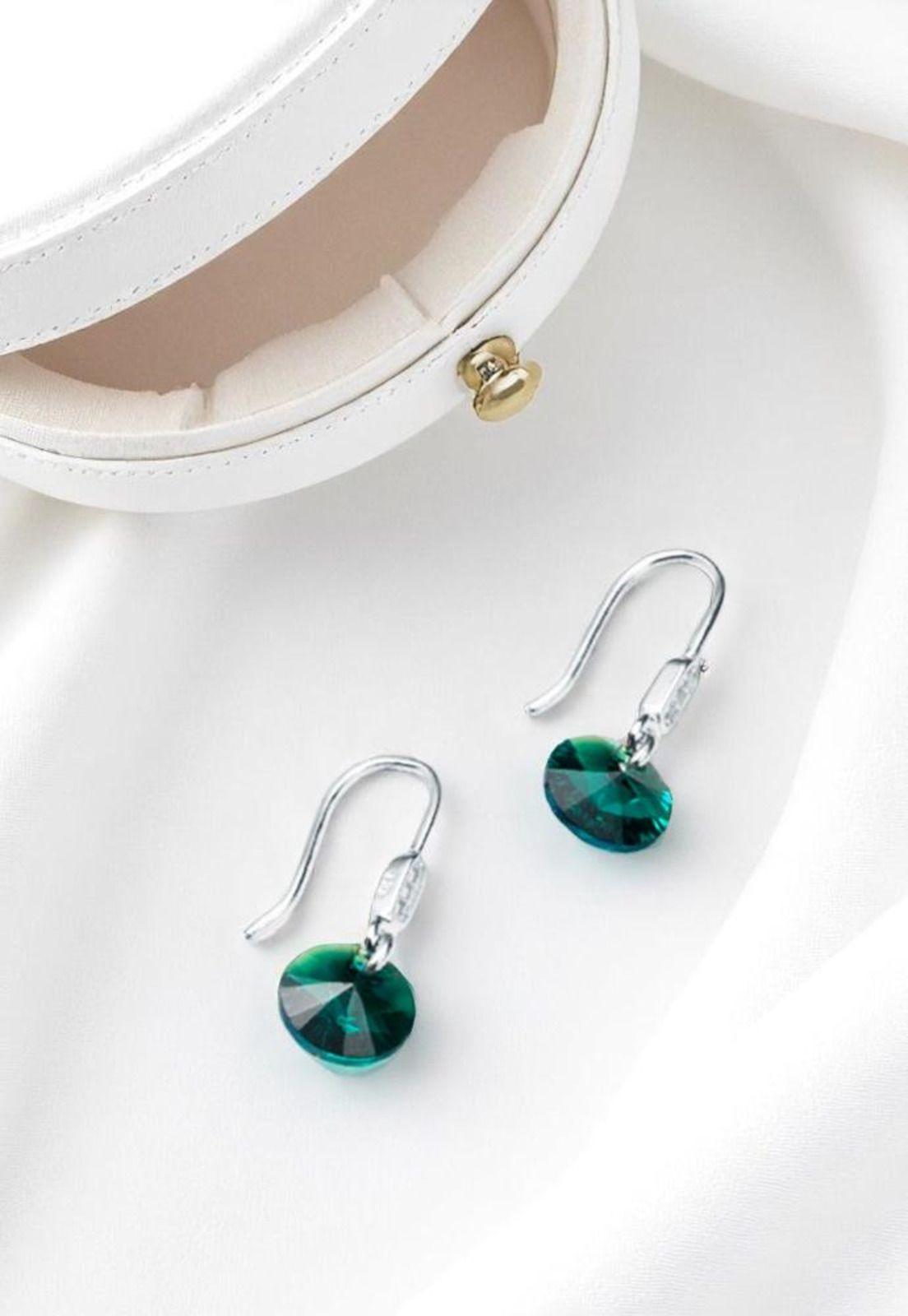 Aros Punto de Luz Plata 925 Cristal Swarovski® Emerald-1