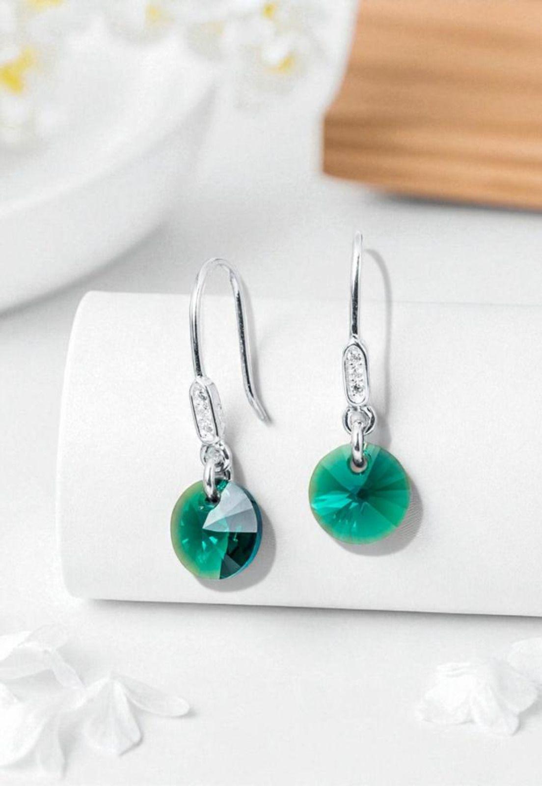 Aros Punto de Luz Plata 925 Cristal Swarovski® Emerald-2