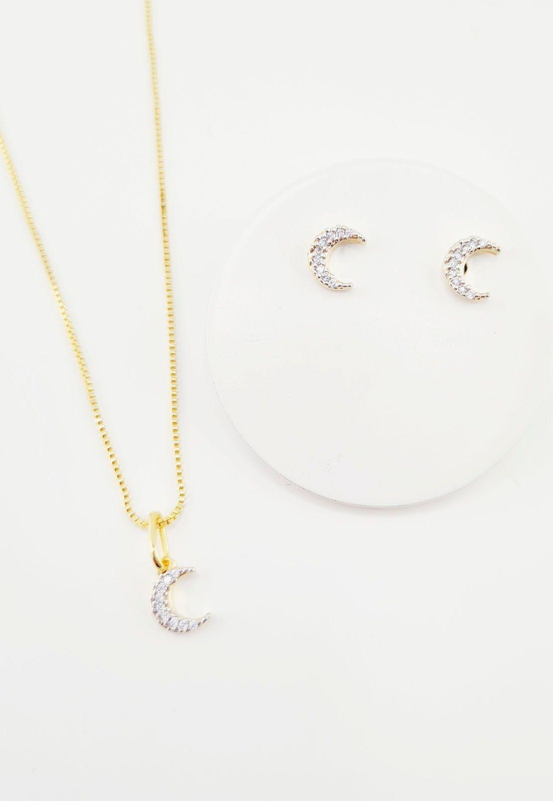 Conjunto Luna Gold Con Microcircones Baño de Oro 24k-2