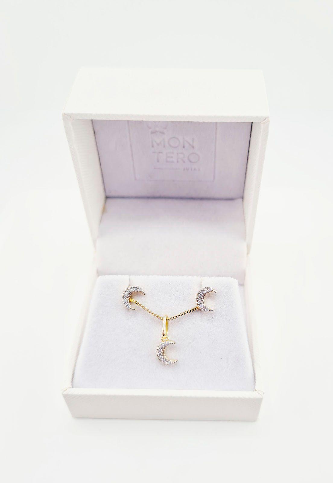 Conjunto Luna Gold Con Microcircones Baño de Oro 24k-3