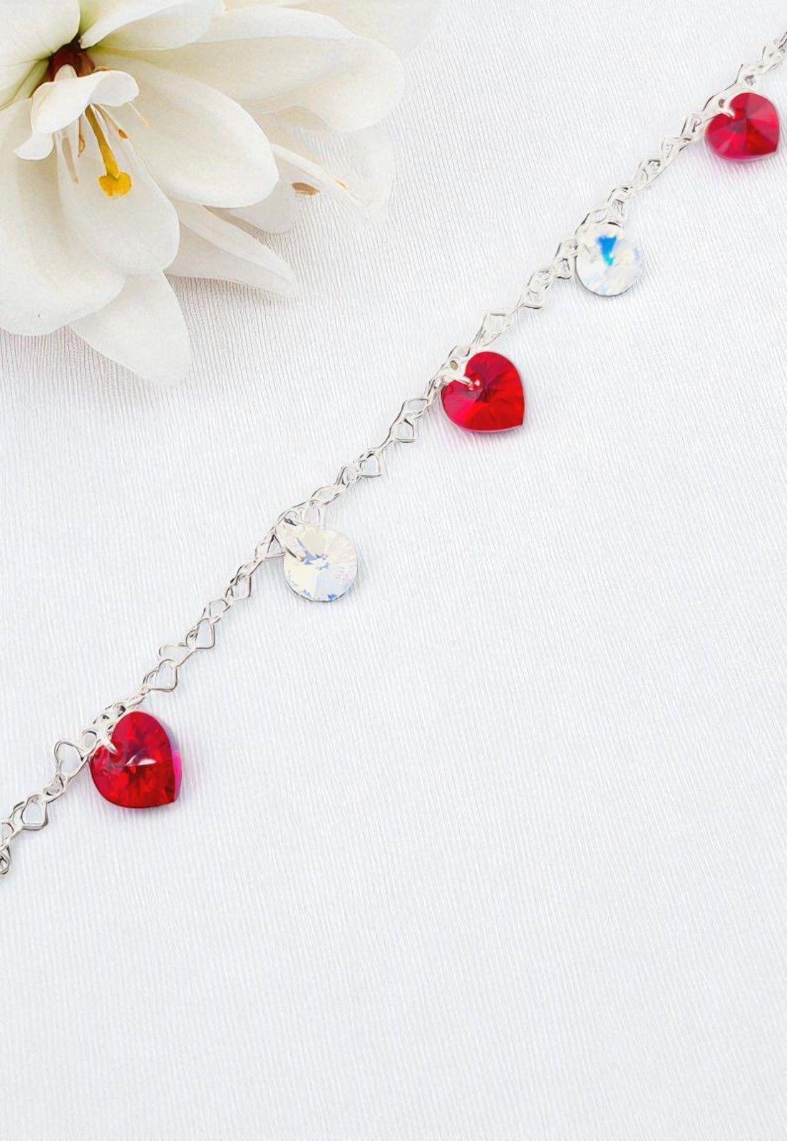 Pulsera Romance Plata Italiana 925 Cristal Genuino Siam Shimmer-3