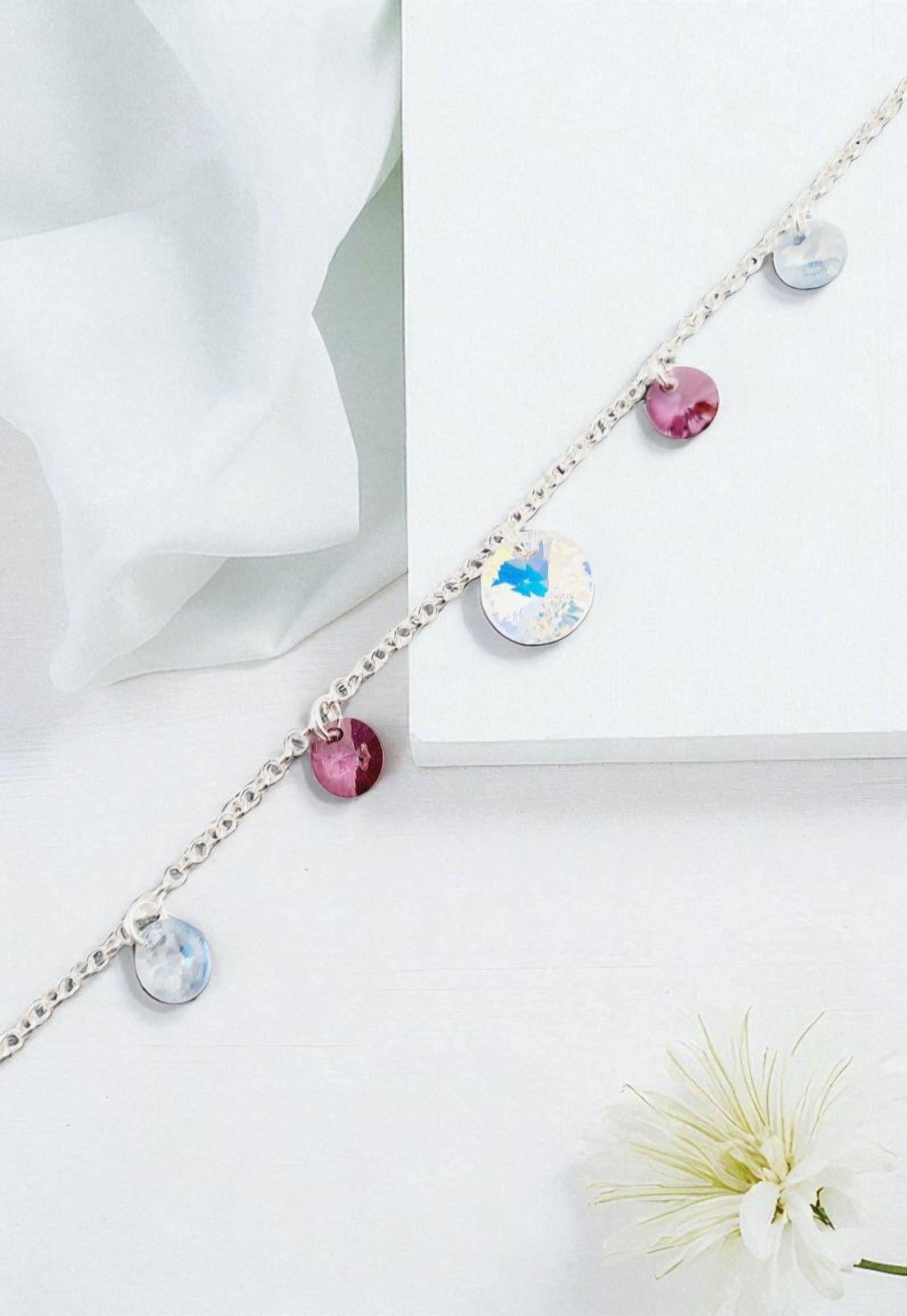 Pulsera Nepal Plata Italiana 925 Cristal Genuino Antique Pink-2