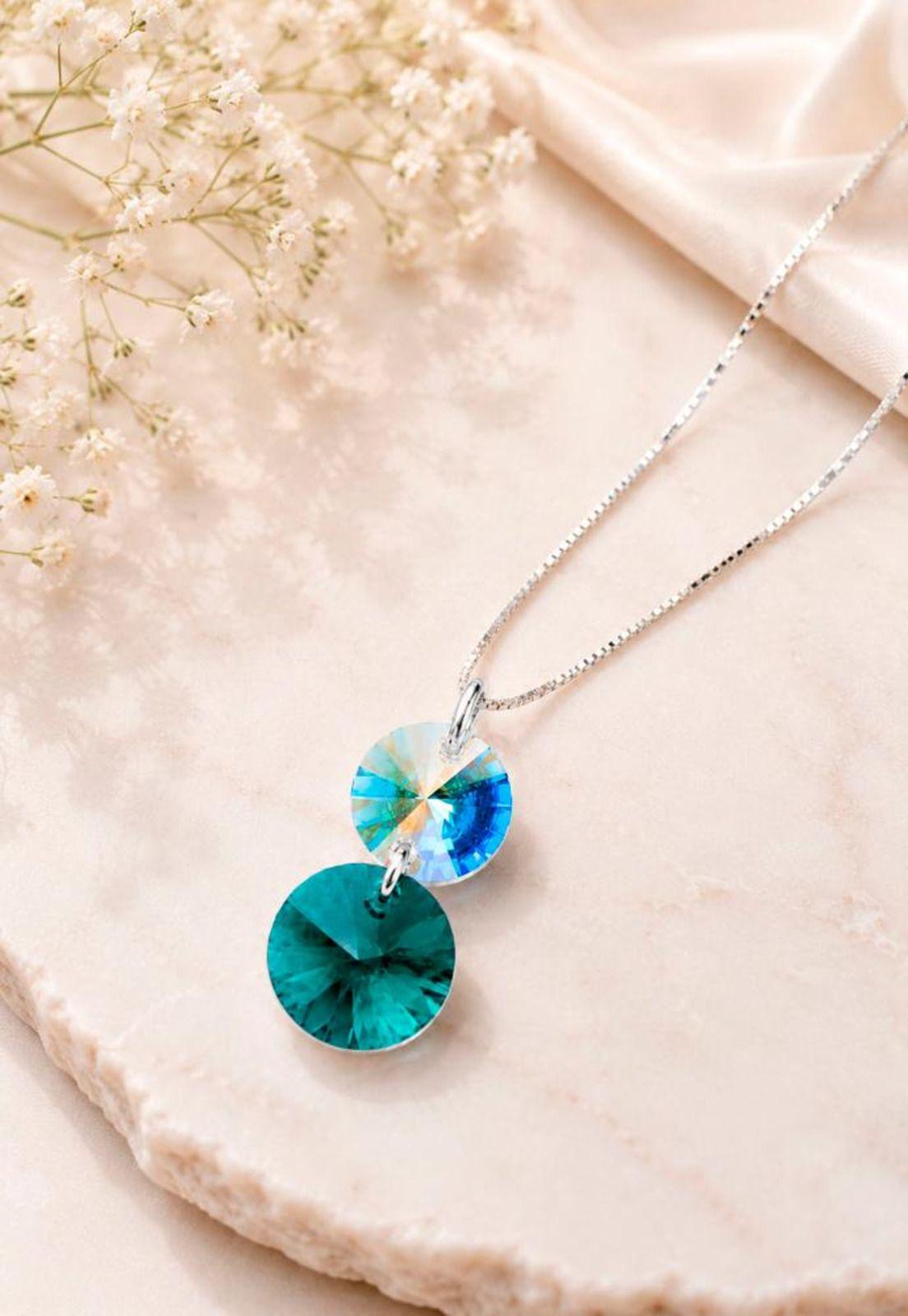Collar Lourdes Plata 925 Cristal Swarovski®  Emerald-1
