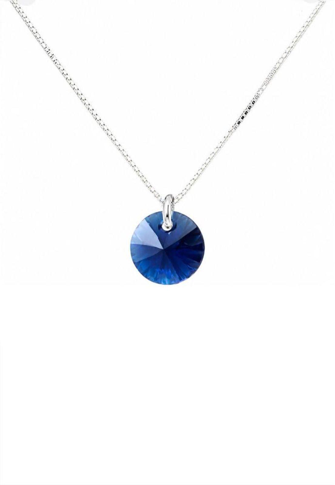 Collar Punto de Luz Plata 925 Cristal Swarovski® Dark Blue-0