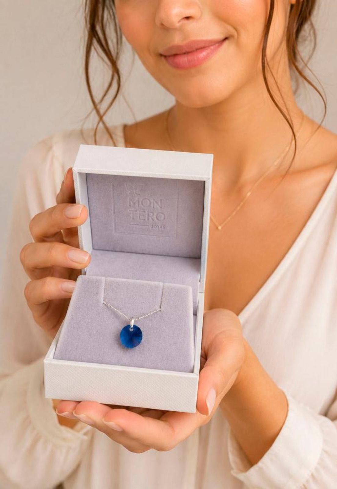 Collar Punto de Luz Plata 925 Cristal Swarovski® Dark Blue-2