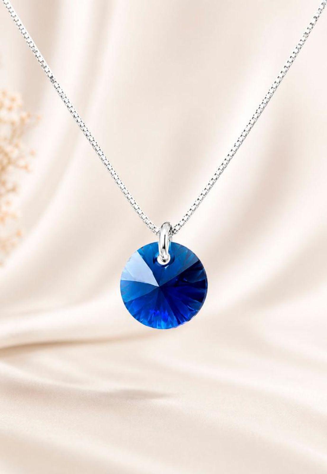 Collar Punto de Luz Plata 925 Cristal Swarovski® Dark Blue-3