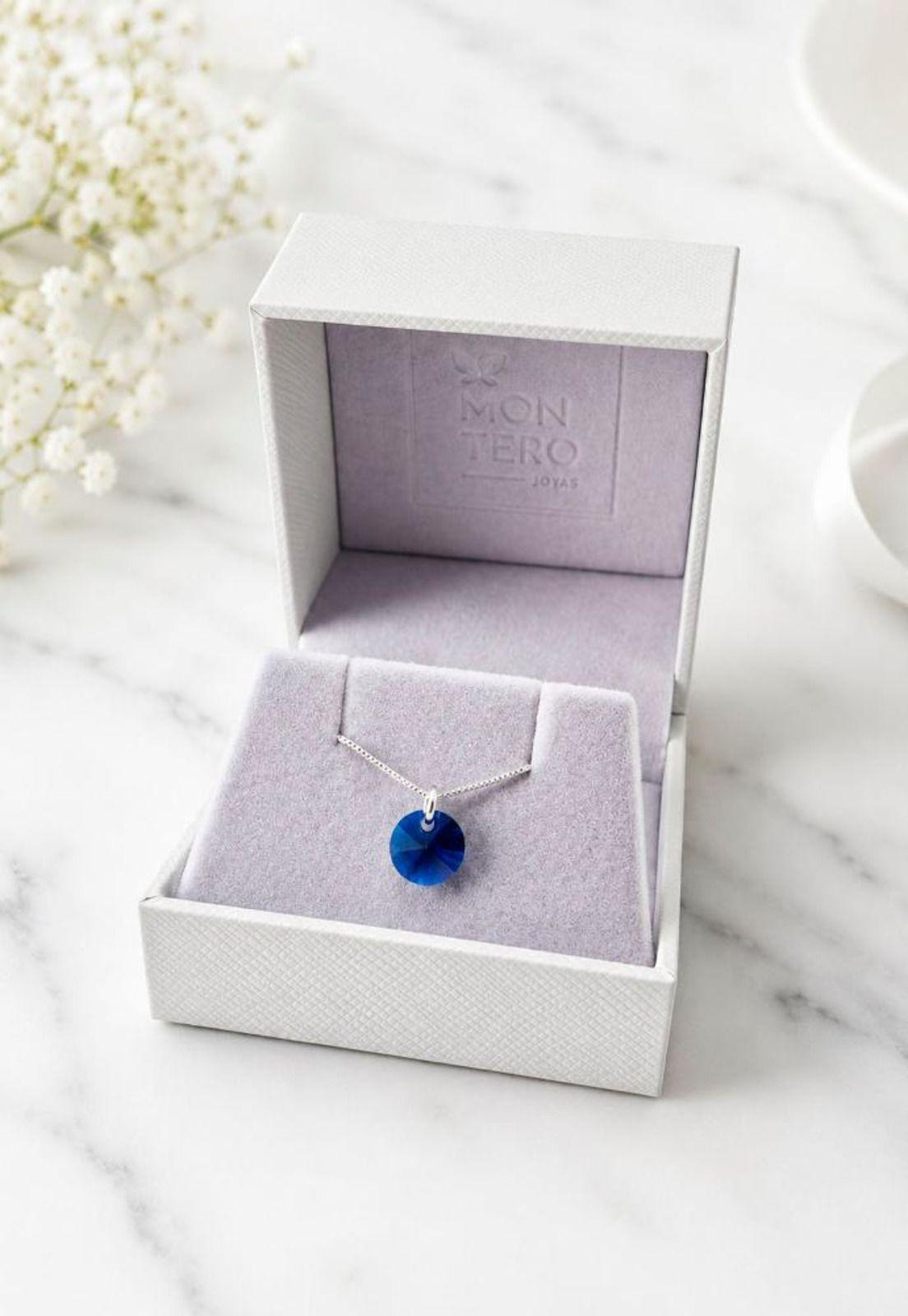 Collar Punto de Luz Plata 925 Cristal Swarovski® Dark Blue-5