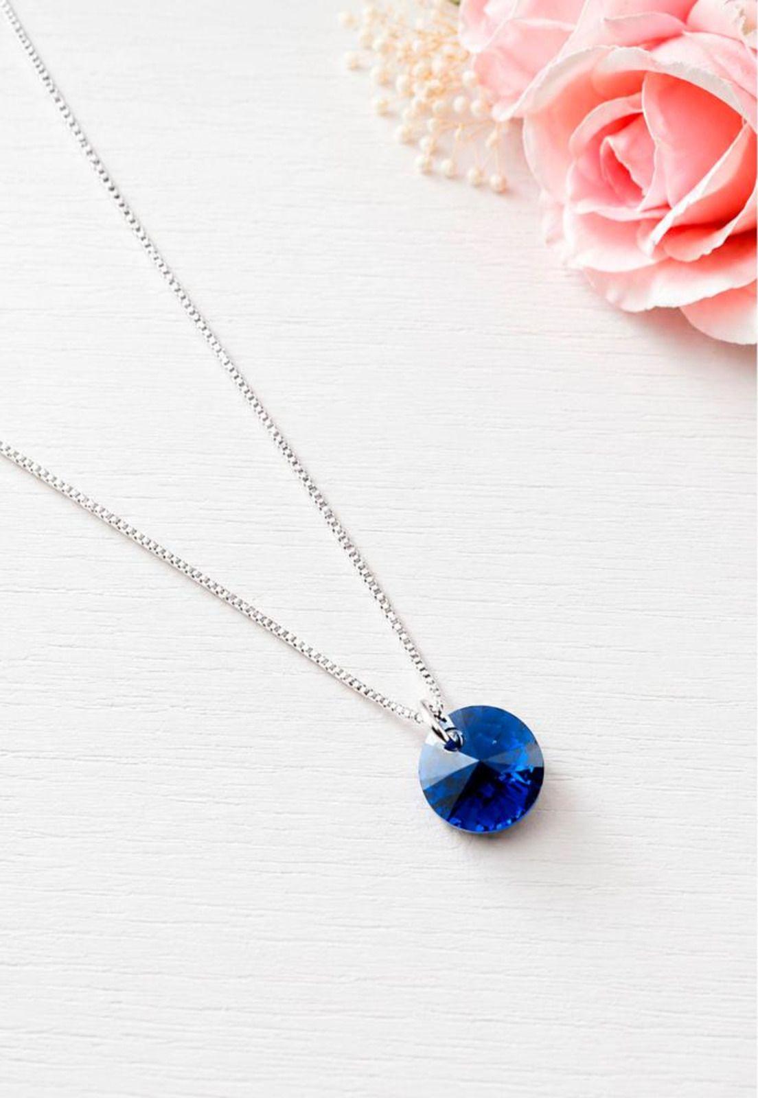 Collar Punto de Luz Plata 925 Cristal Swarovski® Dark Blue-6