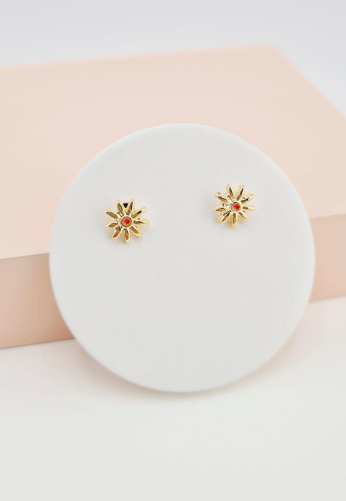 Aros Niña Flor Baño de Oro 24k-1