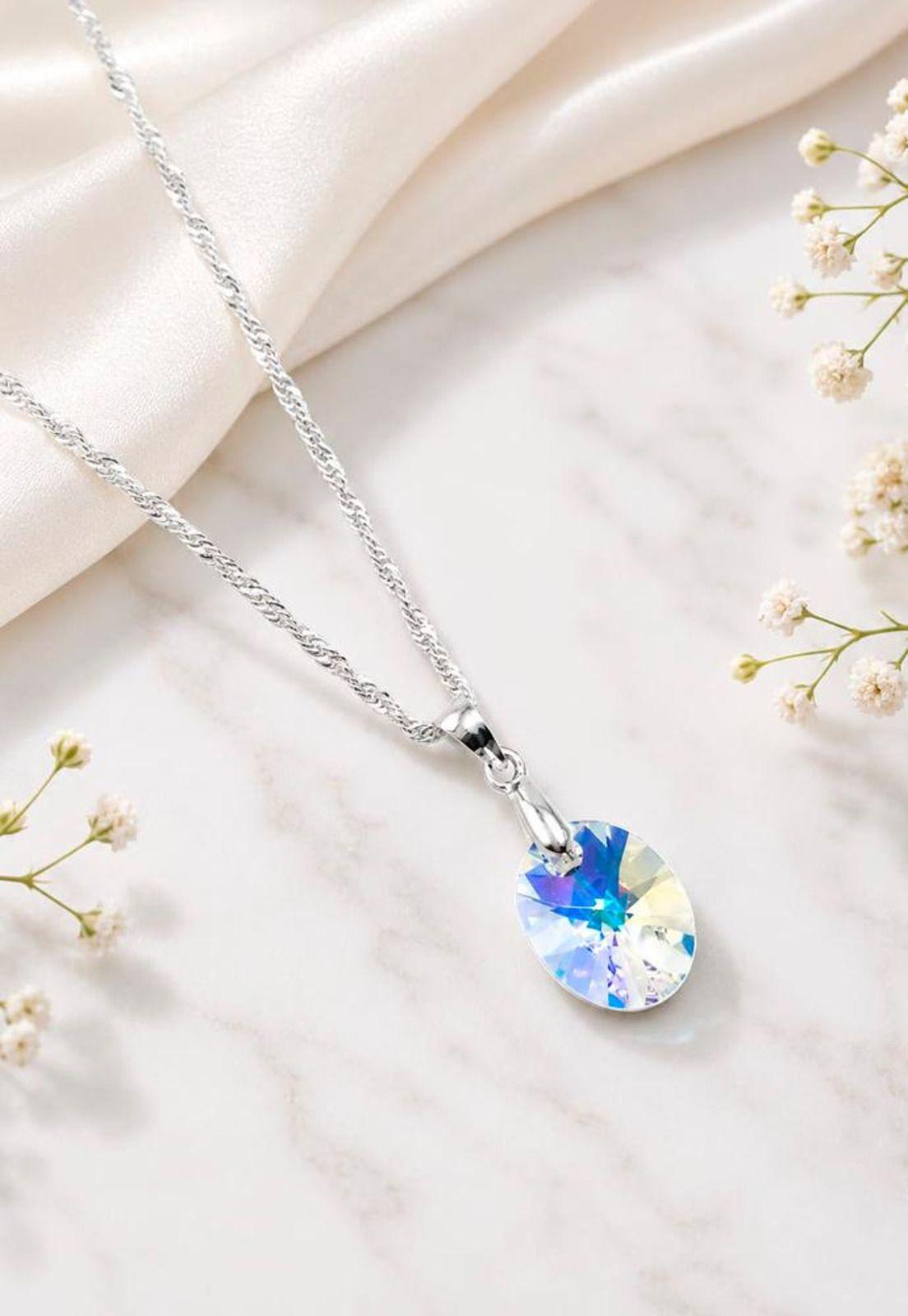 Collar Praga Plata 925 Cristal Swarovski® Aurora Boreal-1