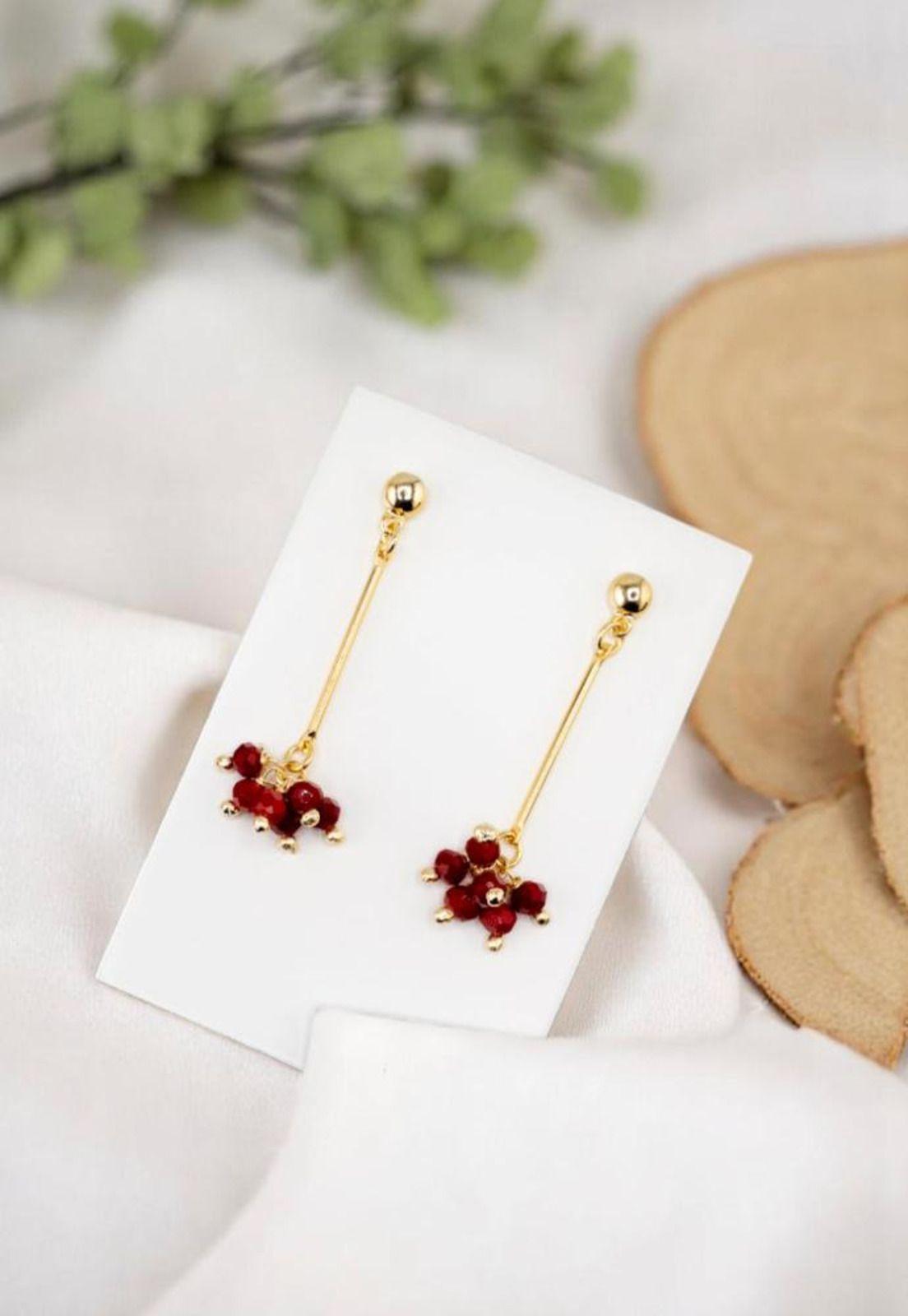 Aros Tessa Red Gold 24K Piedras Naturales-1