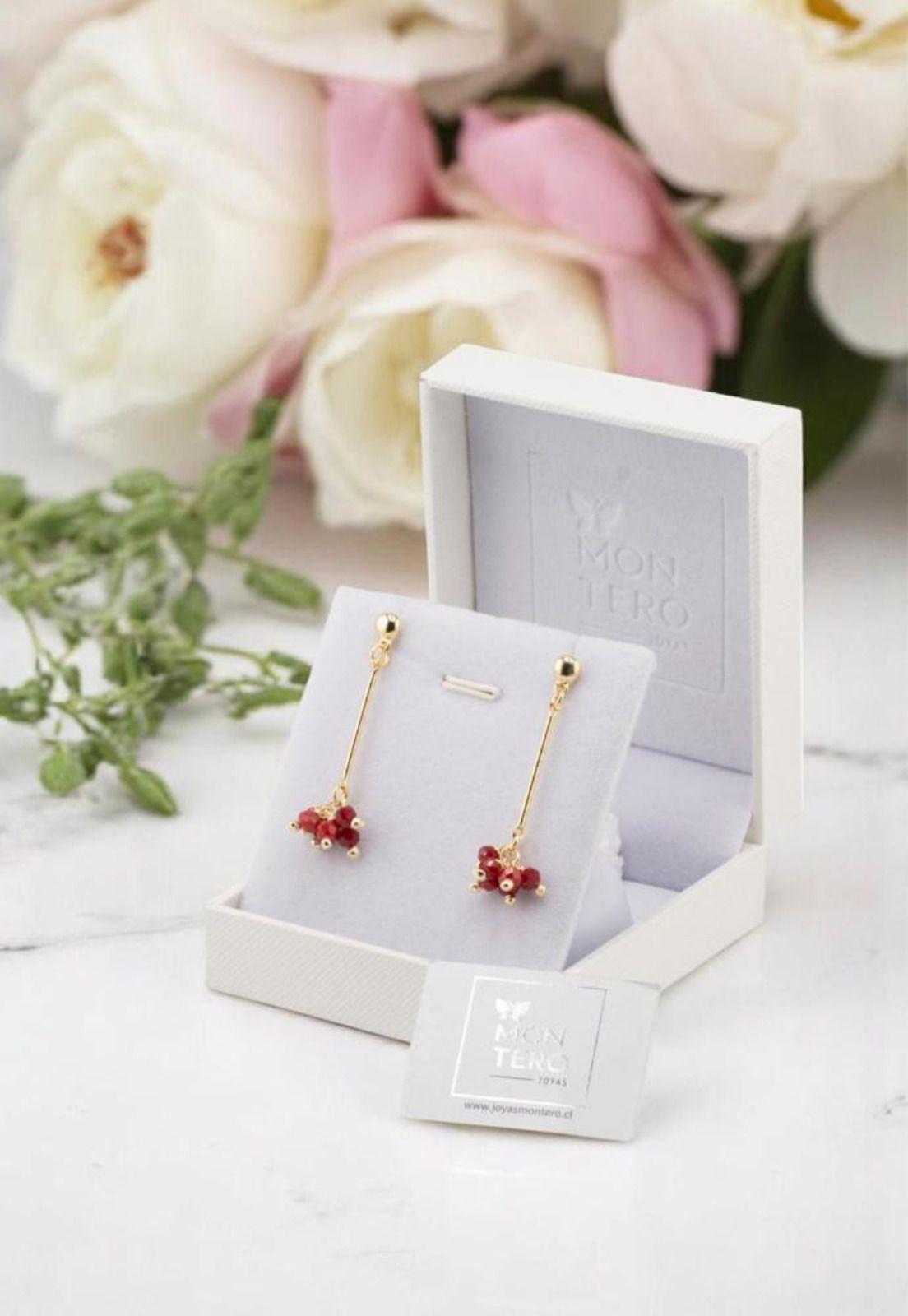 Aros Tessa Red Gold 24K Piedras Naturales-2