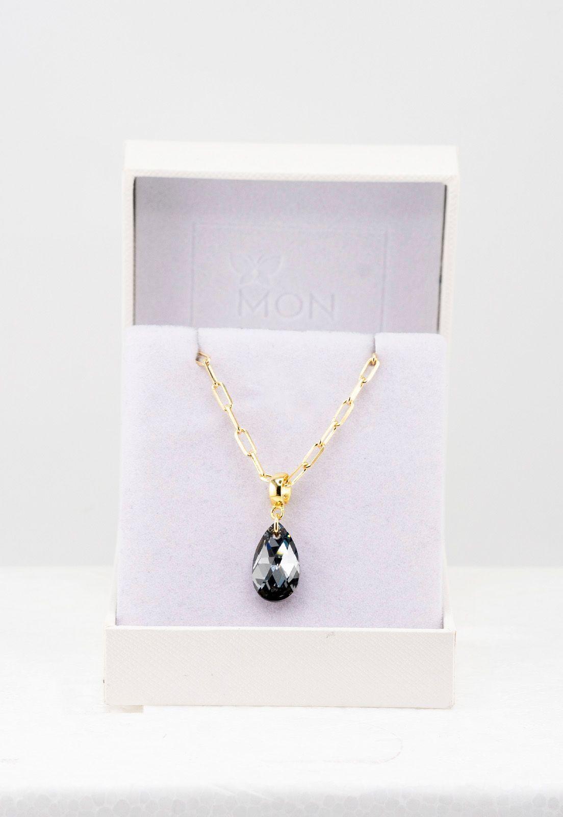 Collar Chiara Gold Baño de Oro 24k y Cristales Genuinos Silver Night-3
