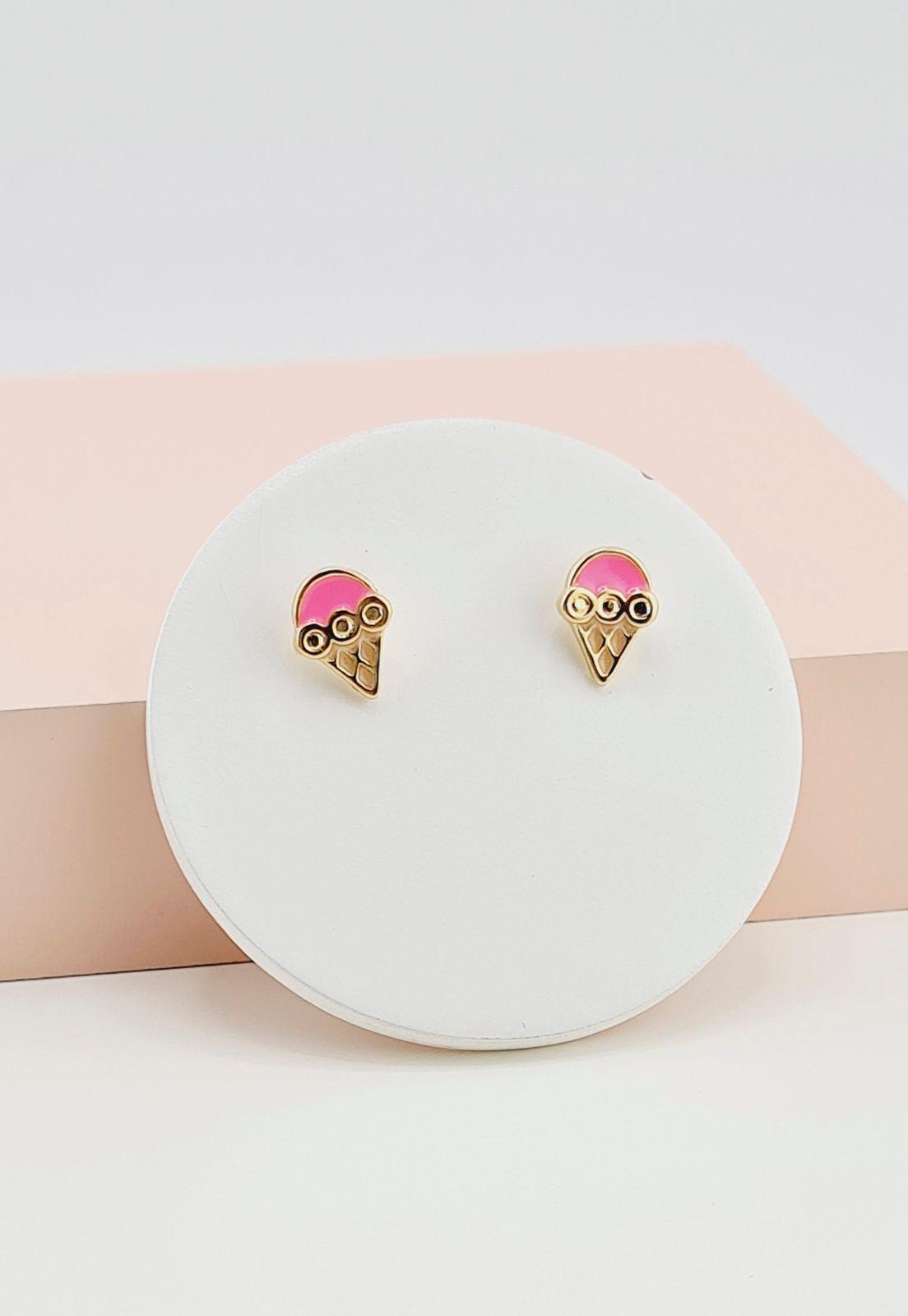 Aros Niña Helado Baño de Oro 24k-2