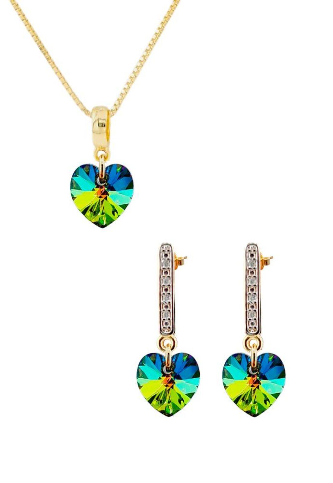 Conjunto Romance Gold 24K Cristal Swarovski® Vitral Medium-0