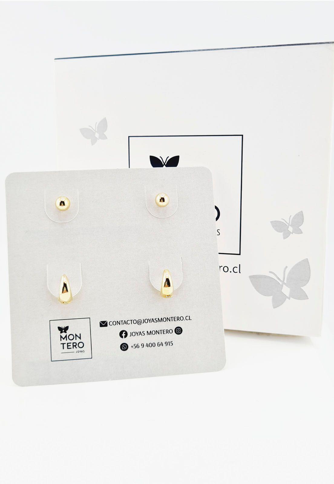 Pack Aros de Plata Con Baño de Oro 24k Niza-6