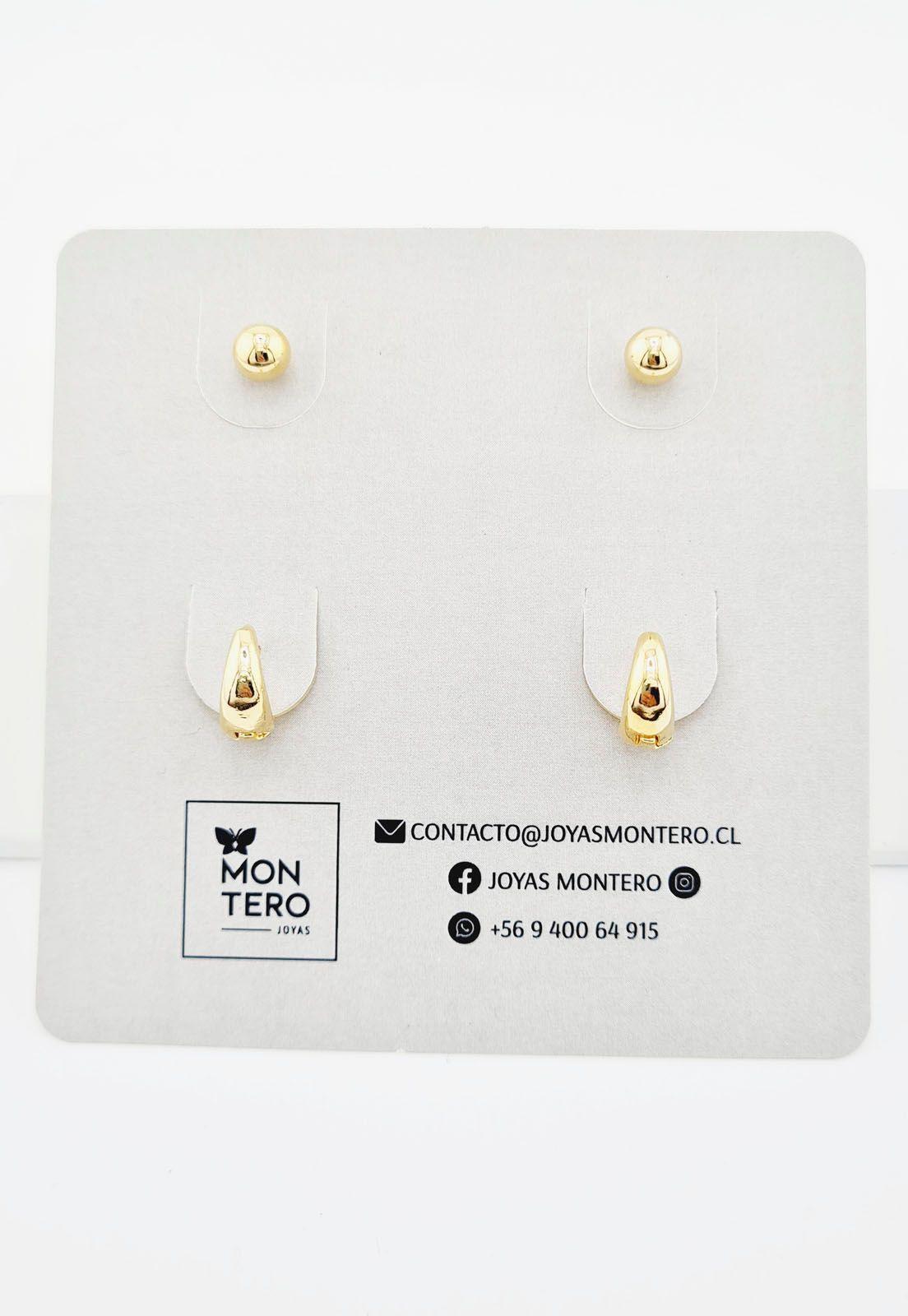 Pack Aros de Plata Con Baño de Oro 24k Niza-5