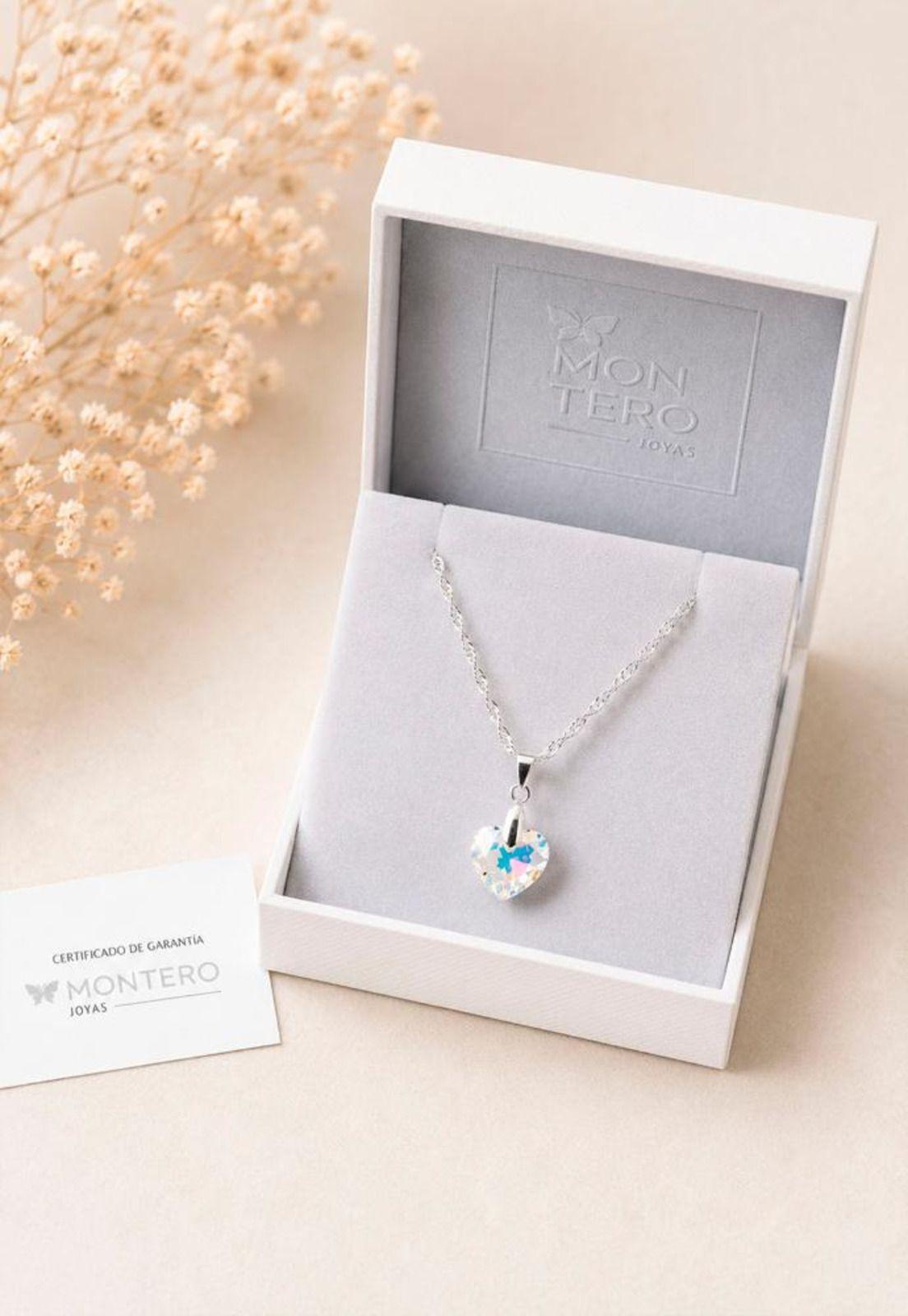 Collar Amor Plata 925 Cristal Swarovski® Aurora Boreal-2