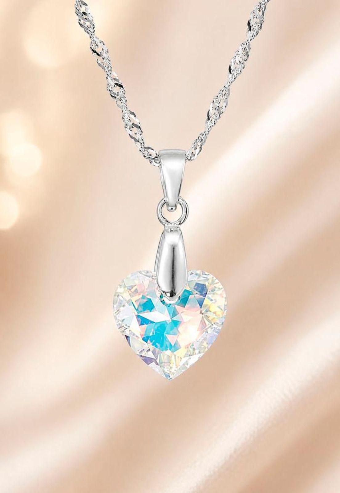 Collar Amor Plata 925 Cristal Swarovski® Aurora Boreal-3